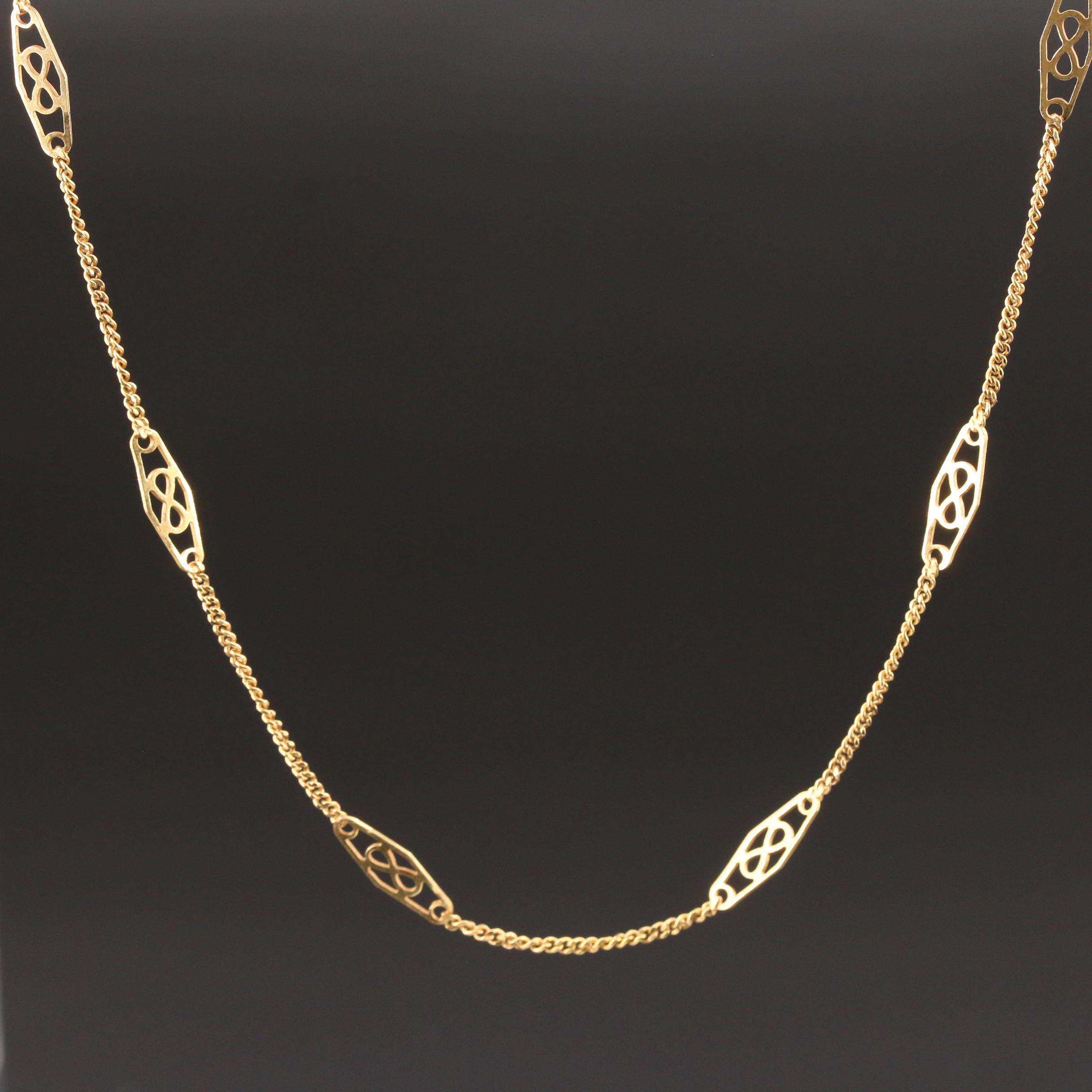 14K Yellow Gold Station Necklace EBTH