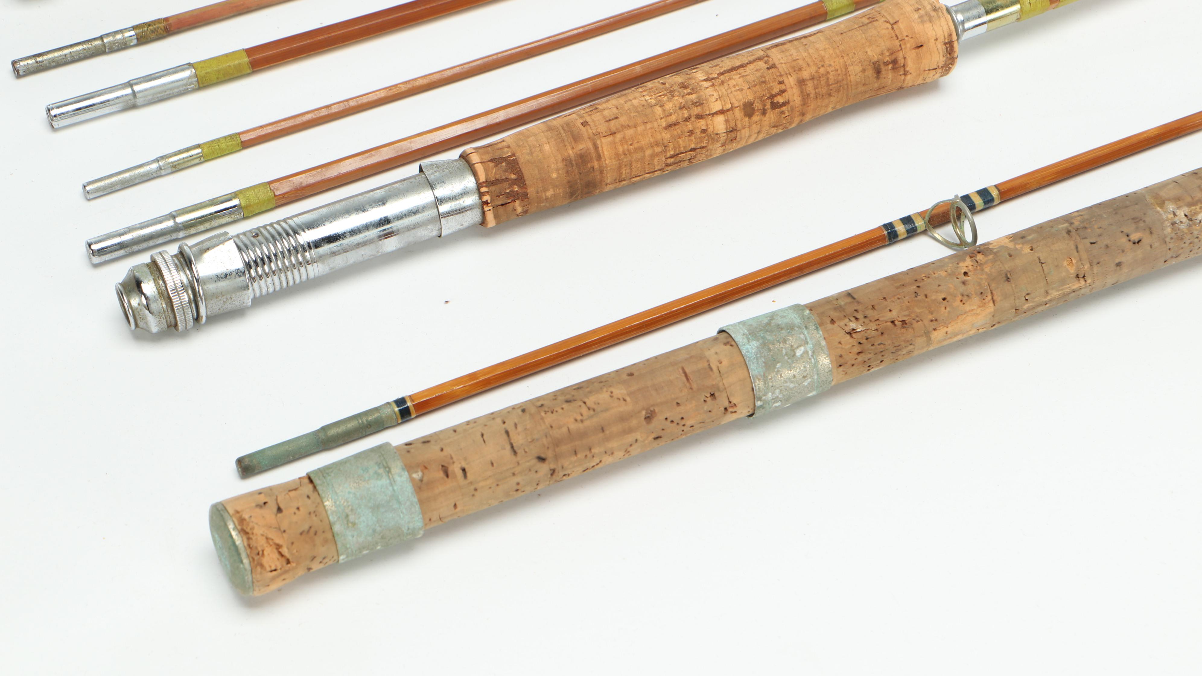 Cork Handle Wooden Fishing Rods and Shakespeare Kazoo Reel EBTH