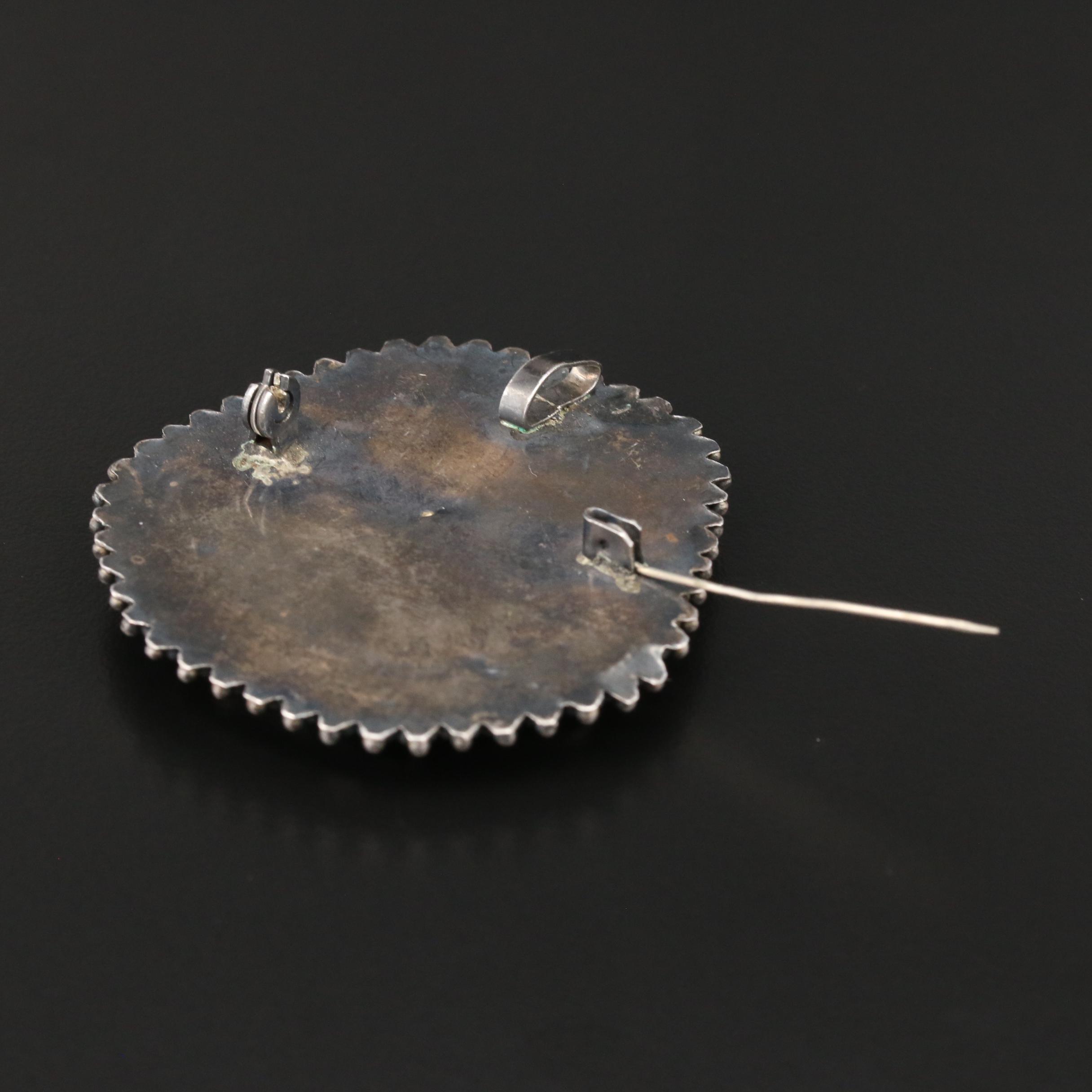 Vintage 950 Silver Enamel Converter Brooch EBTH