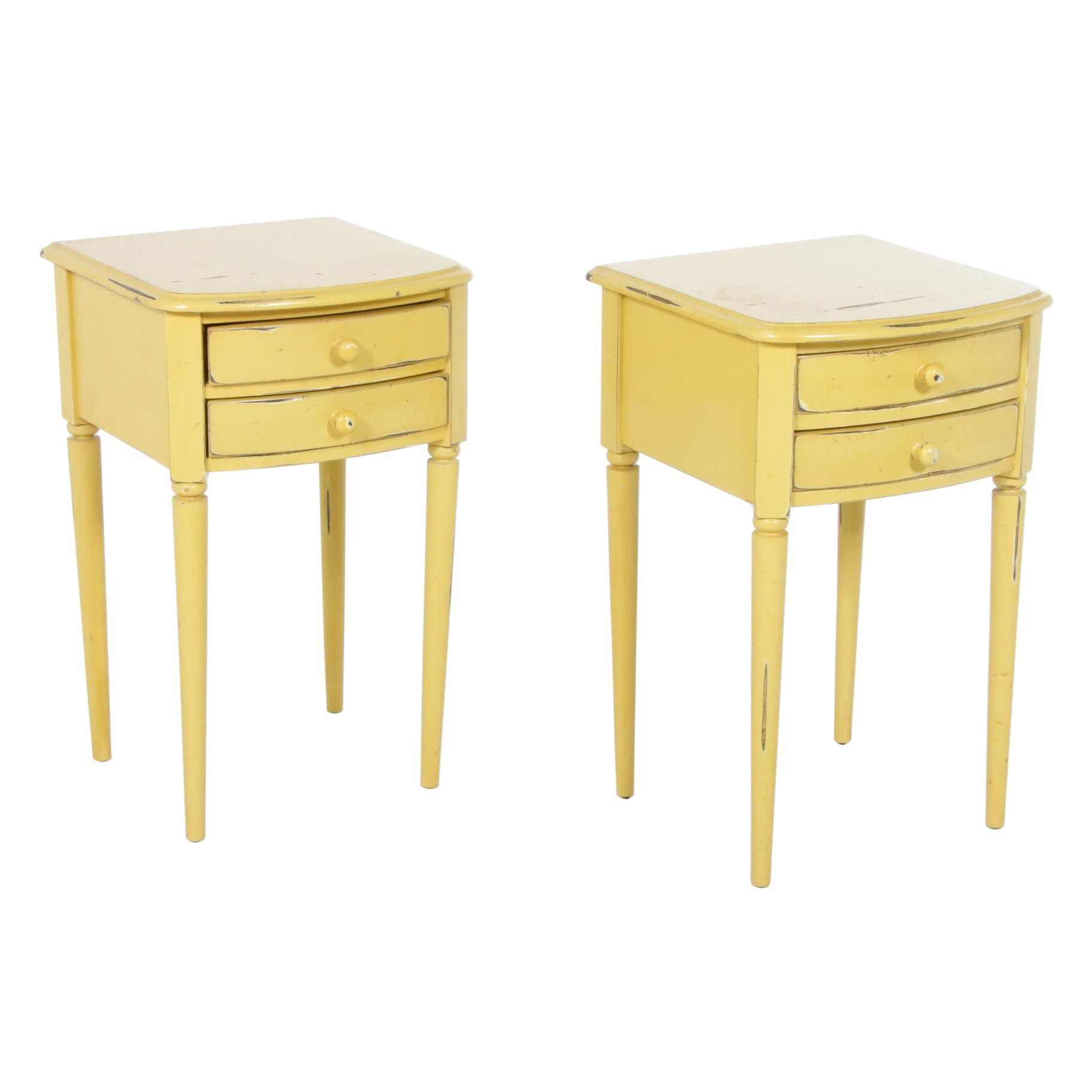 Pair of Pottery Barn "Charlotte" YellowPainted Bedside Tables, 2006 EBTH