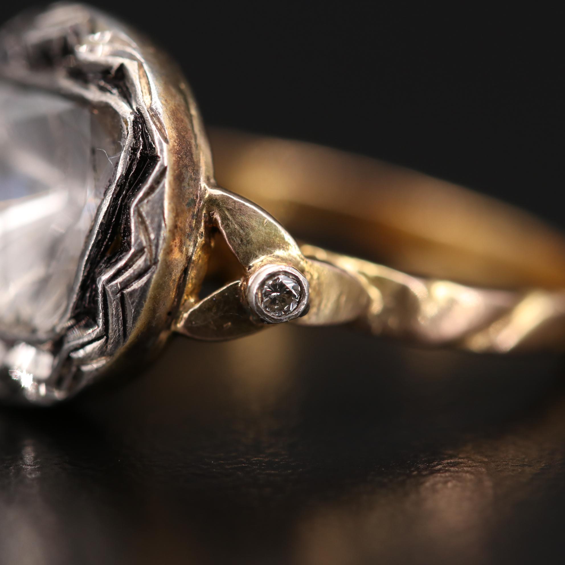 10K Yellow Gold Diamond Texture Ring with Sterling Accent | EBTH