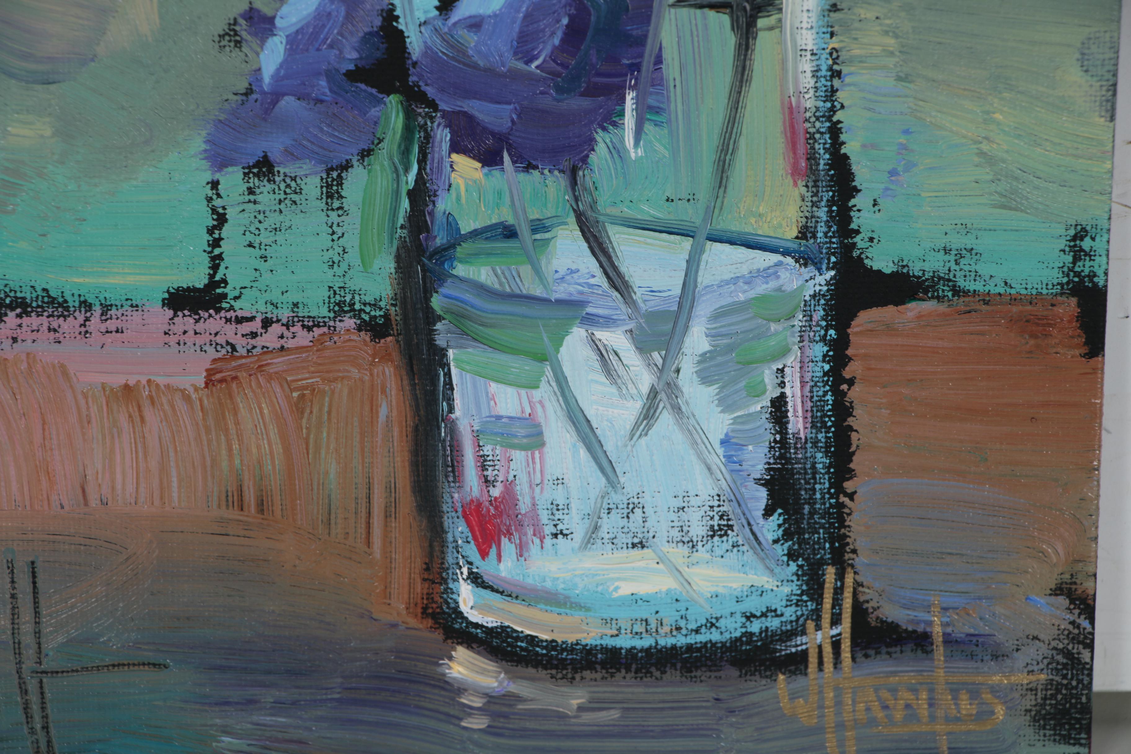 William Hawkins Still Life Oil Painting "Table Top Floral" EBTH