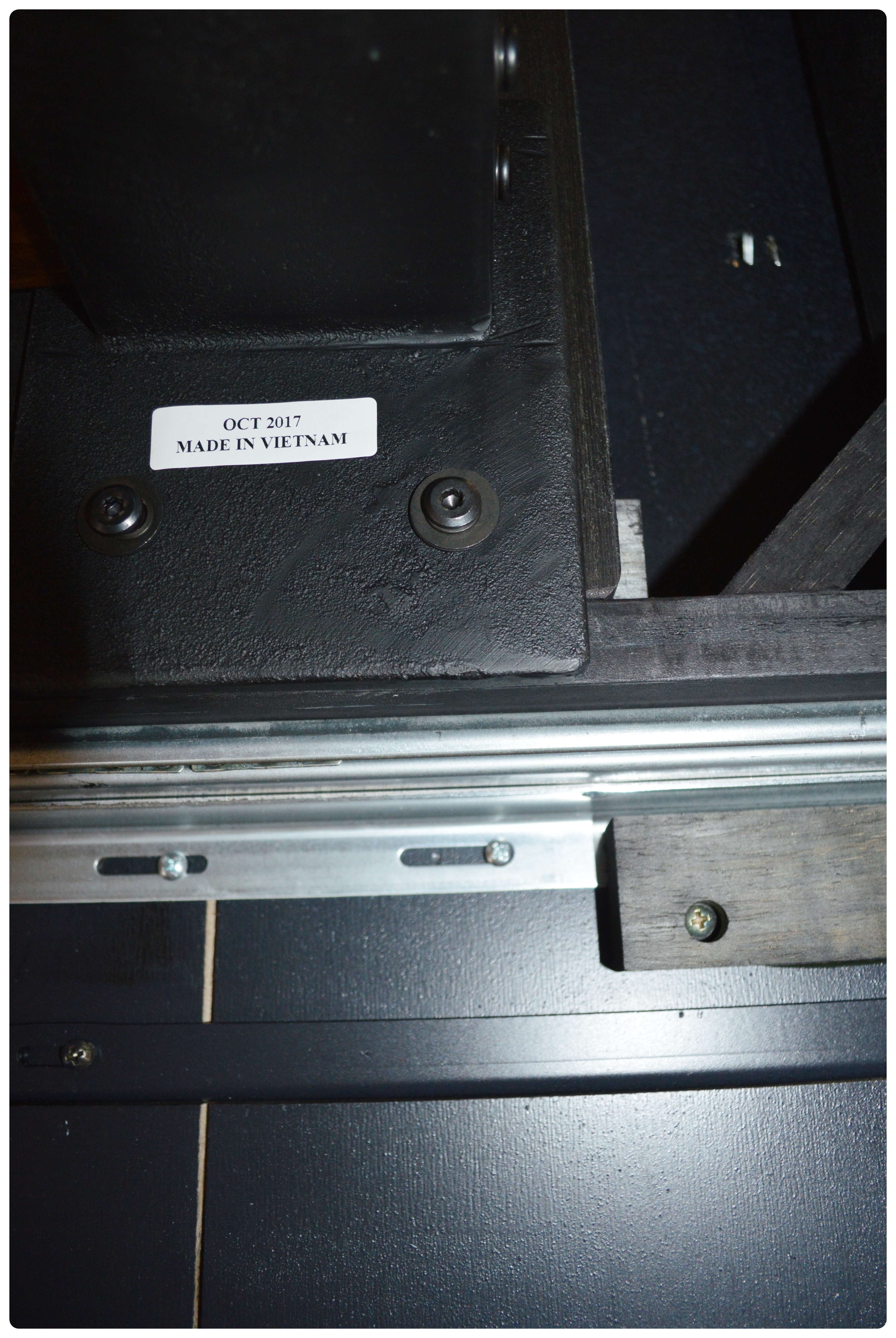 Great Veca Walnut Stained Distressed Wood and Metal Dining Table and