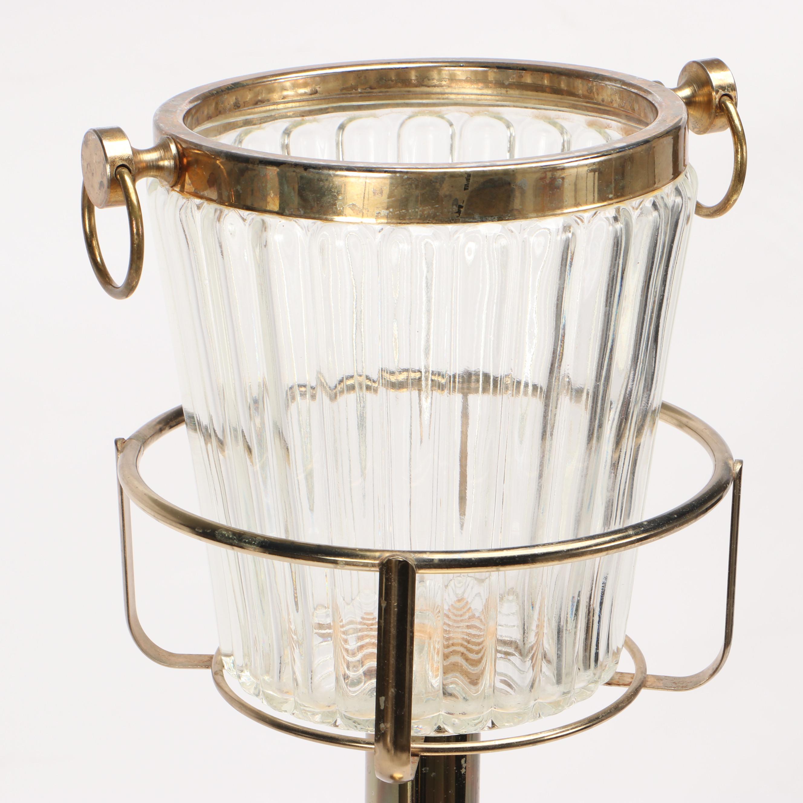 Glass and Brass Tone Champagne Bucket and Stand EBTH