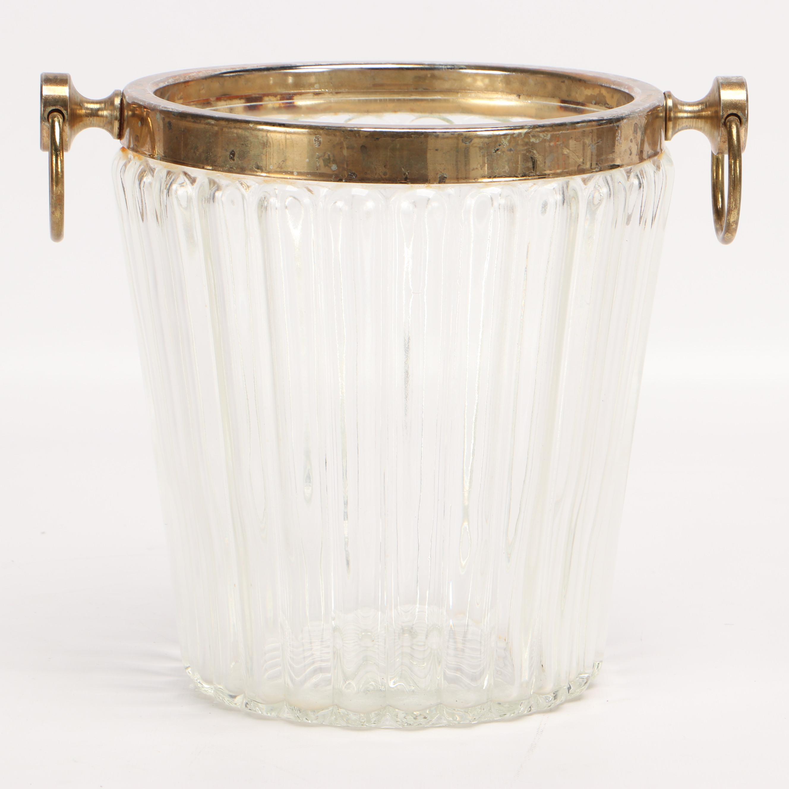 Glass and Brass Tone Champagne Bucket and Stand EBTH
