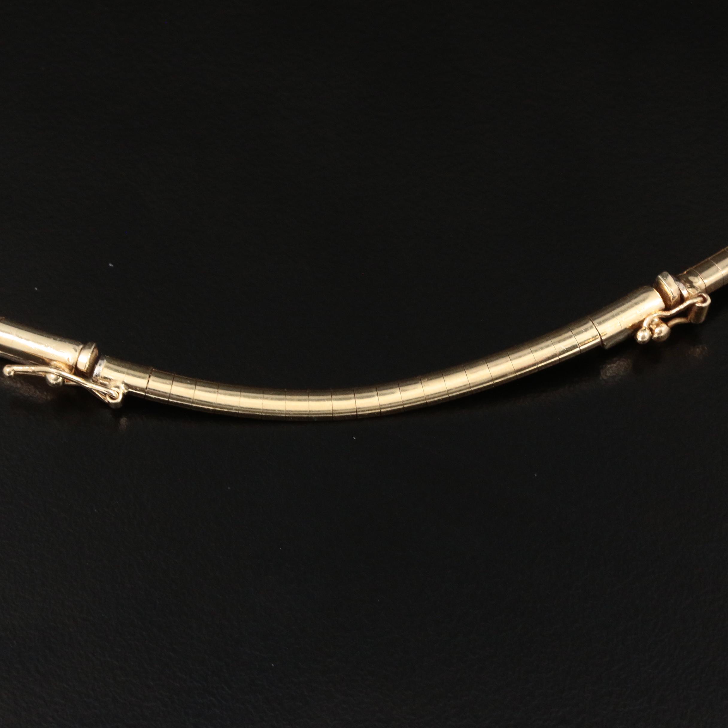 14K Yellow Gold Omega Link Necklace with Extender EBTH
