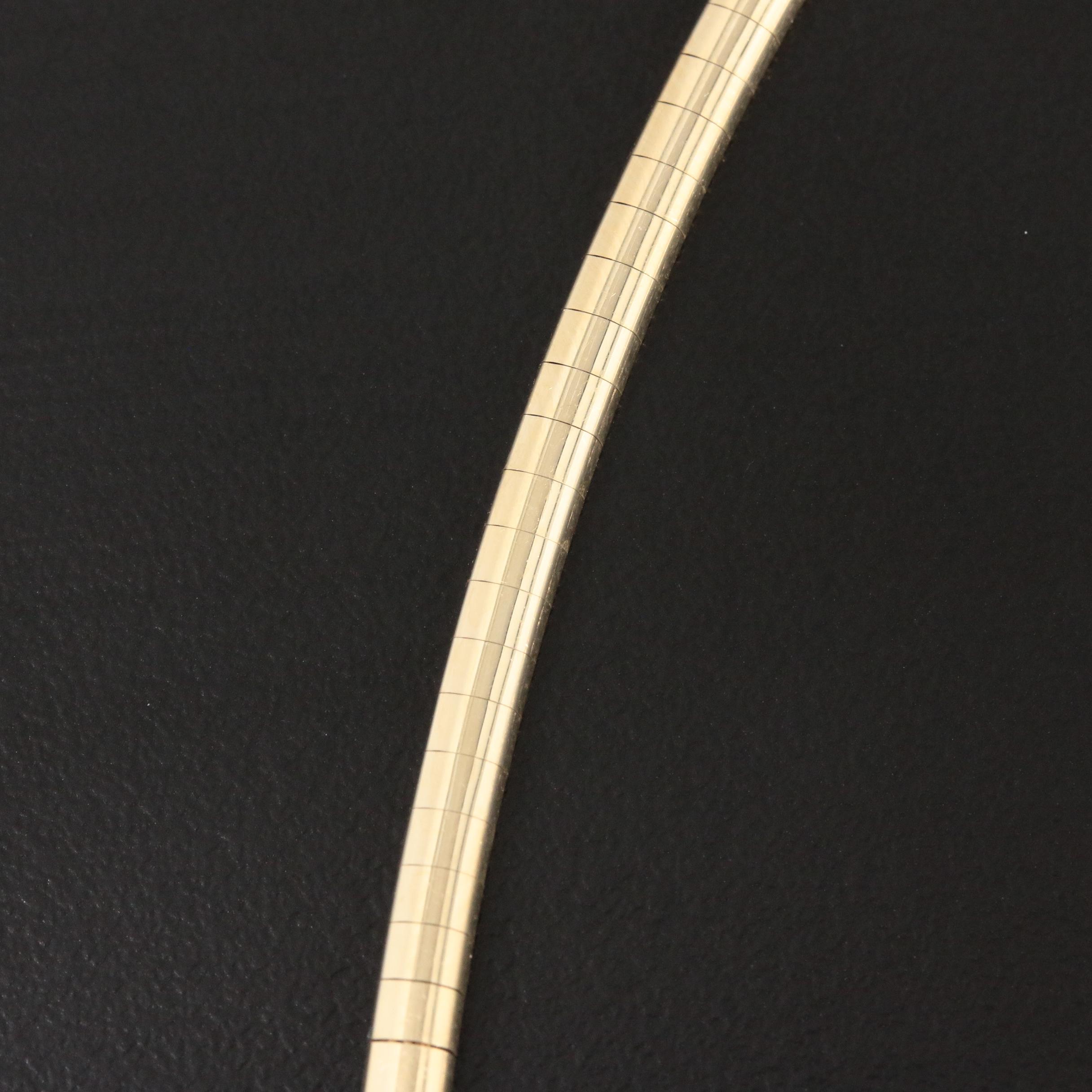 14K Yellow Gold Omega Link Necklace with Extender EBTH