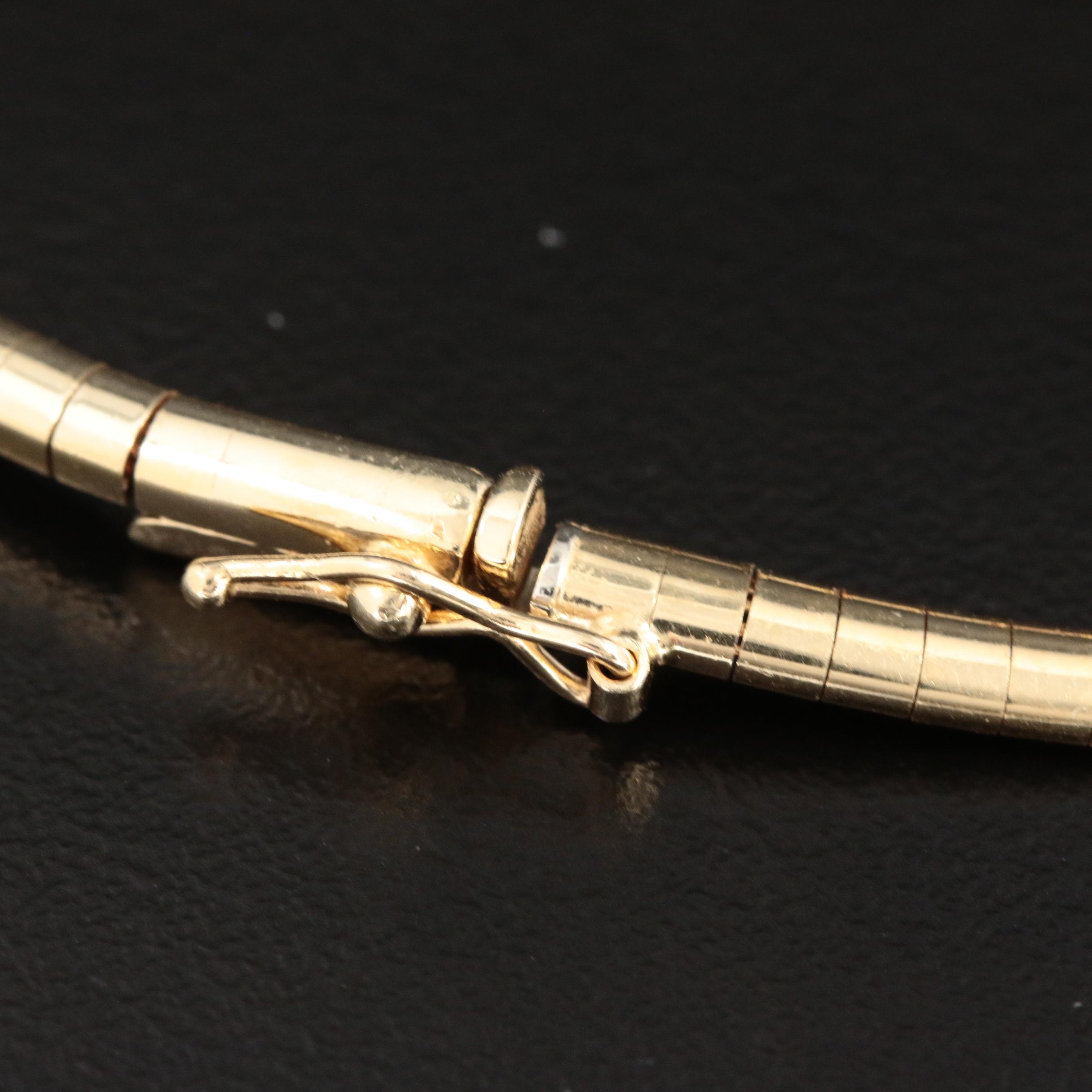 14K Yellow Gold Omega Link Necklace with Extender EBTH