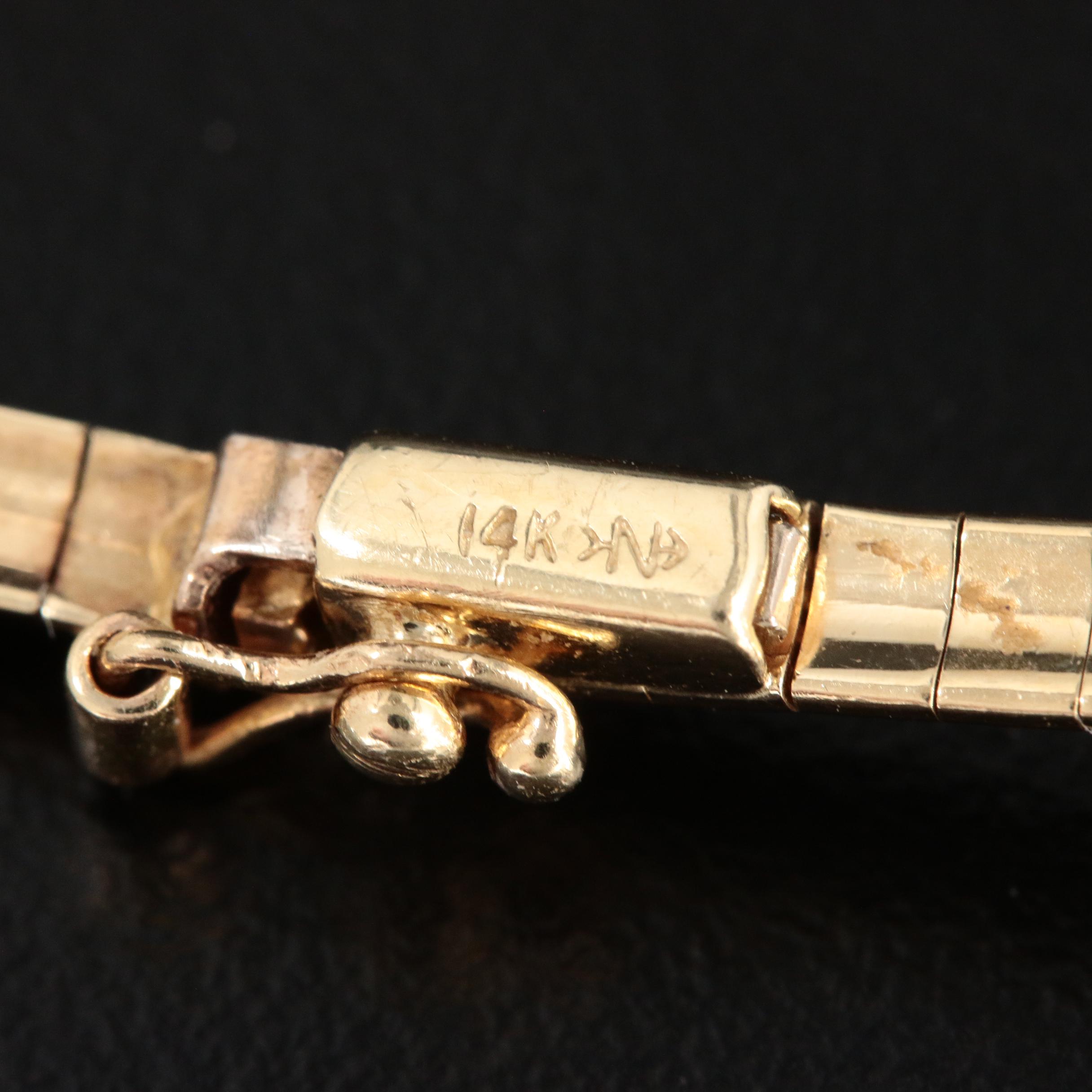 14K Yellow Gold Omega Link Necklace with Extender EBTH