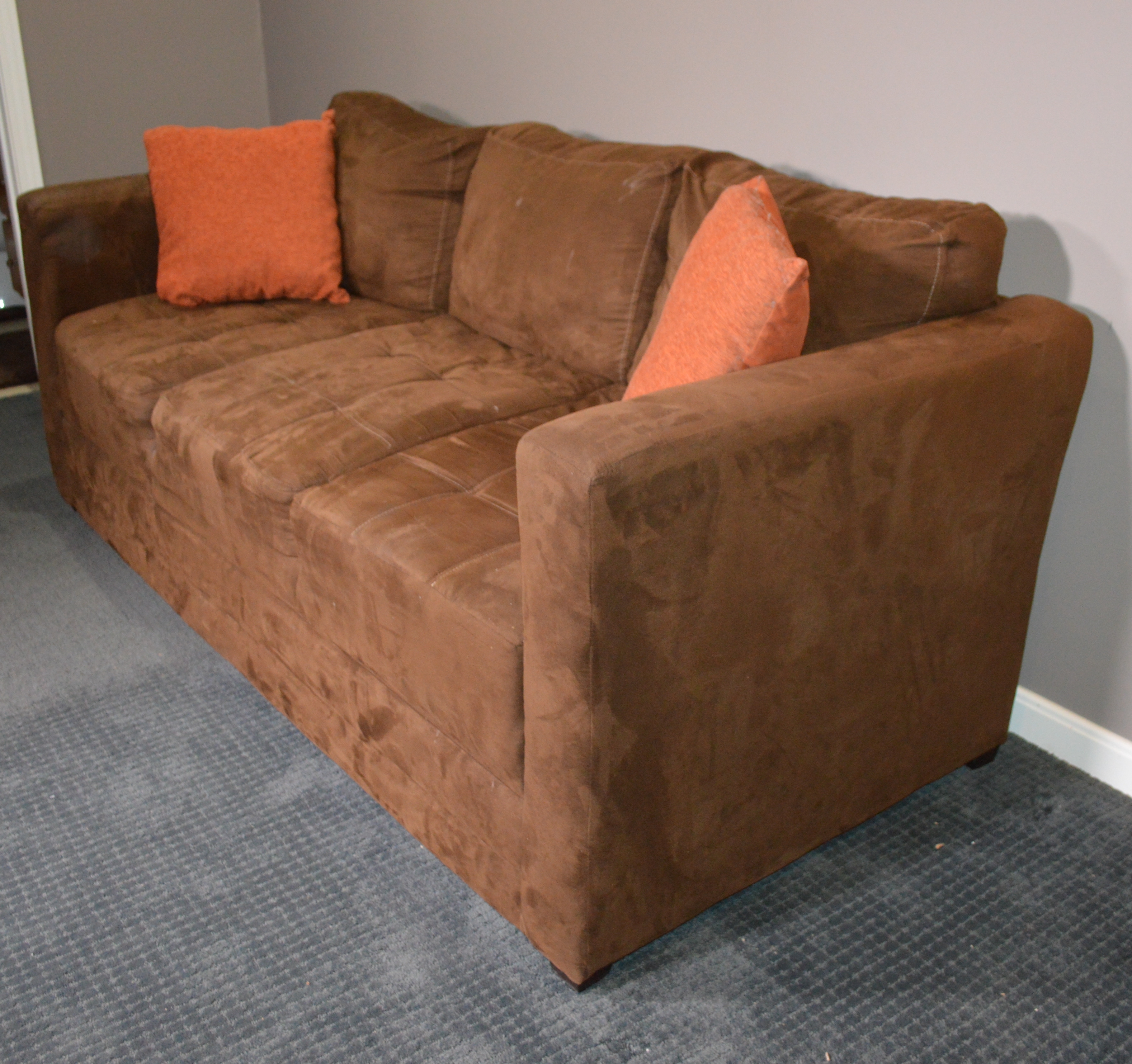 Hughes Furniture Ind. Brown Block Upholstered Sofa EBTH