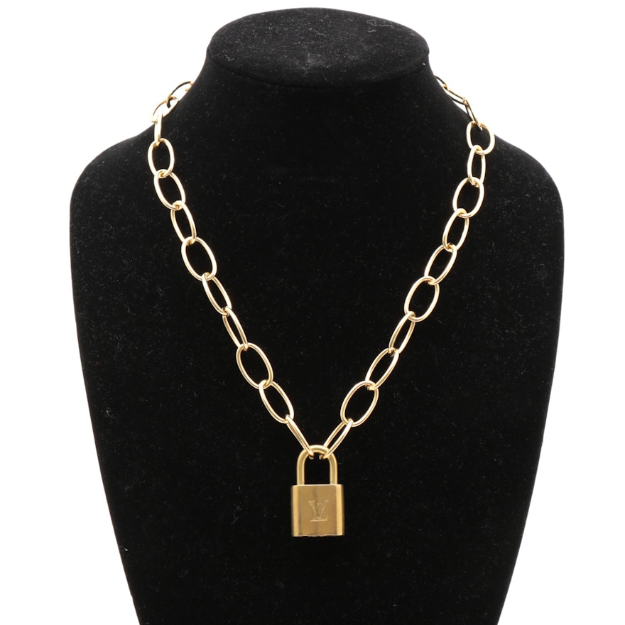 Louis Vuitton Lock on Cable Chain Necklace | EBTH