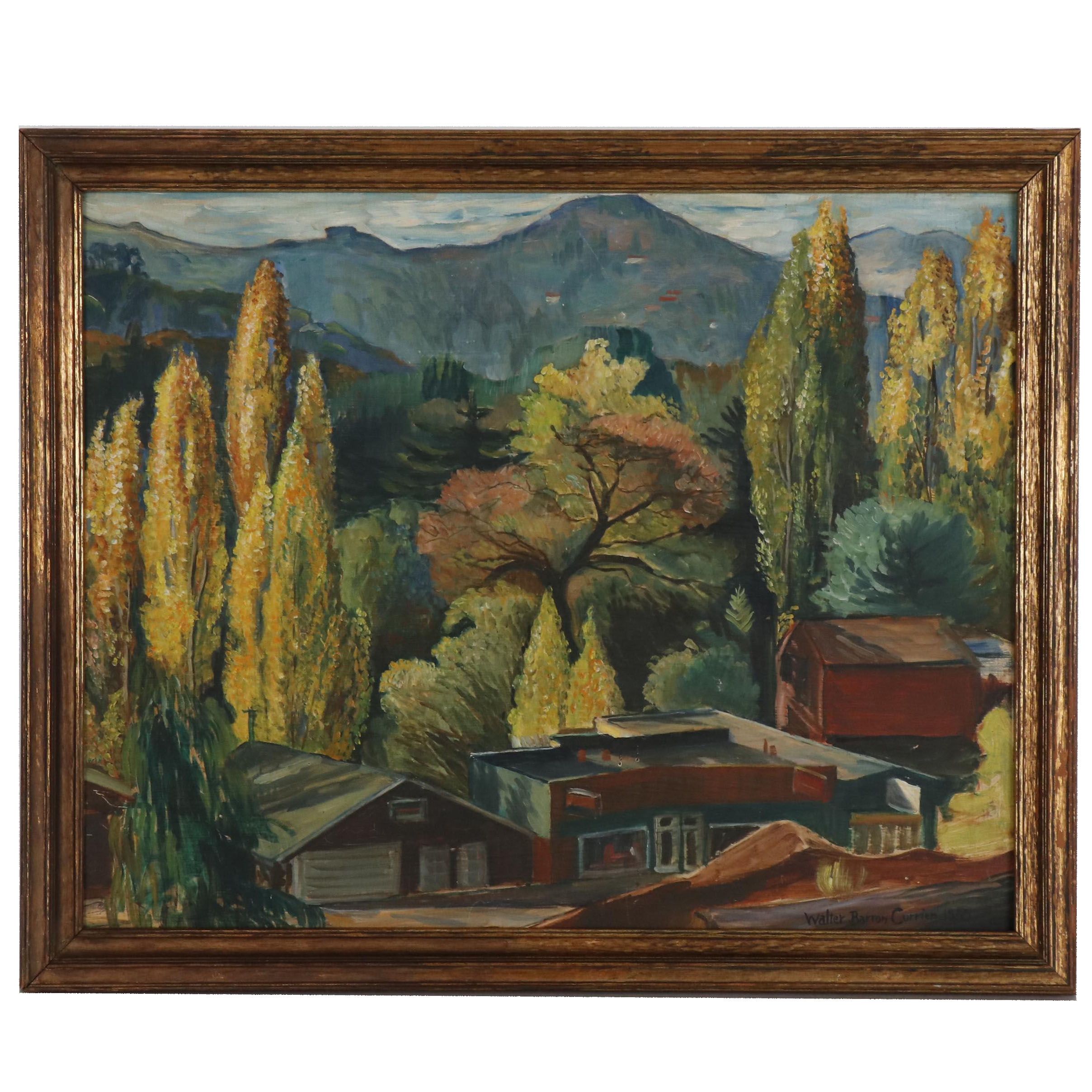 Walter Barron Currier Landscape Oil Painting, 1933 EBTH