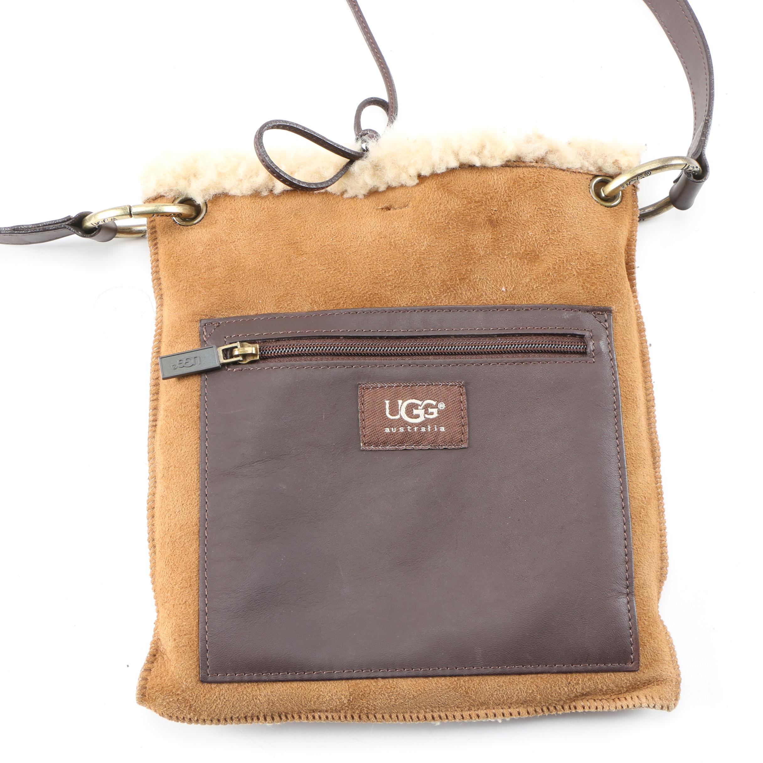 UGG Australia Suede, Shearling and Leather Crossbody Bag EBTH