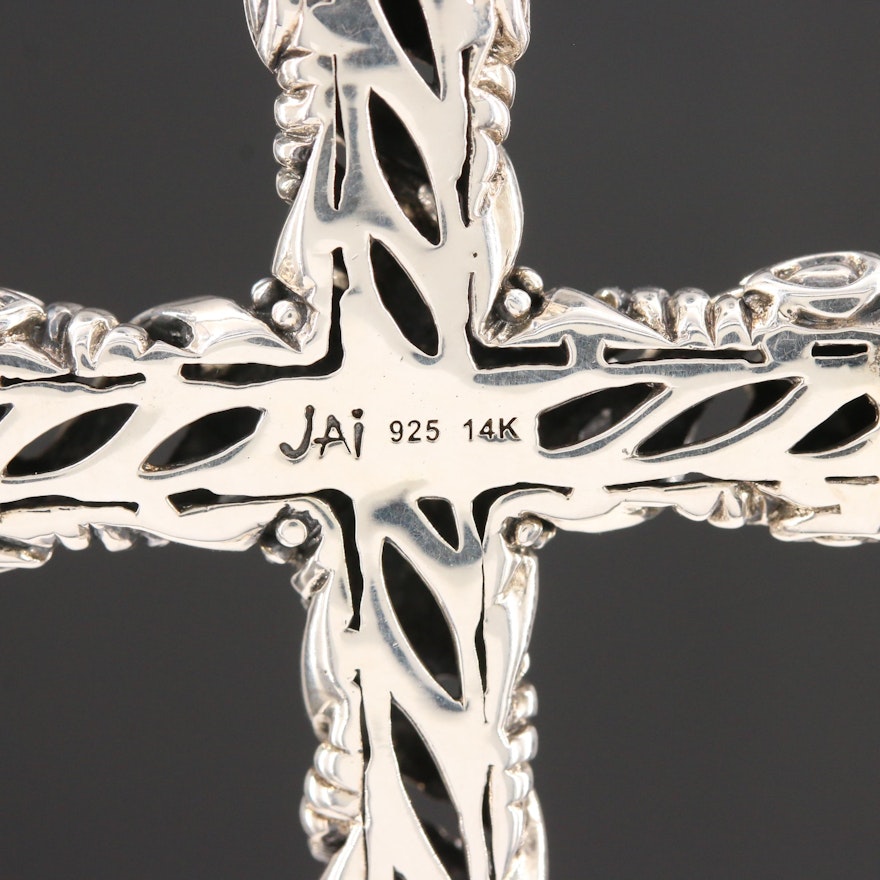 Jai by John Hardy Sterling Silver Cross Pendant Necklace with 14K