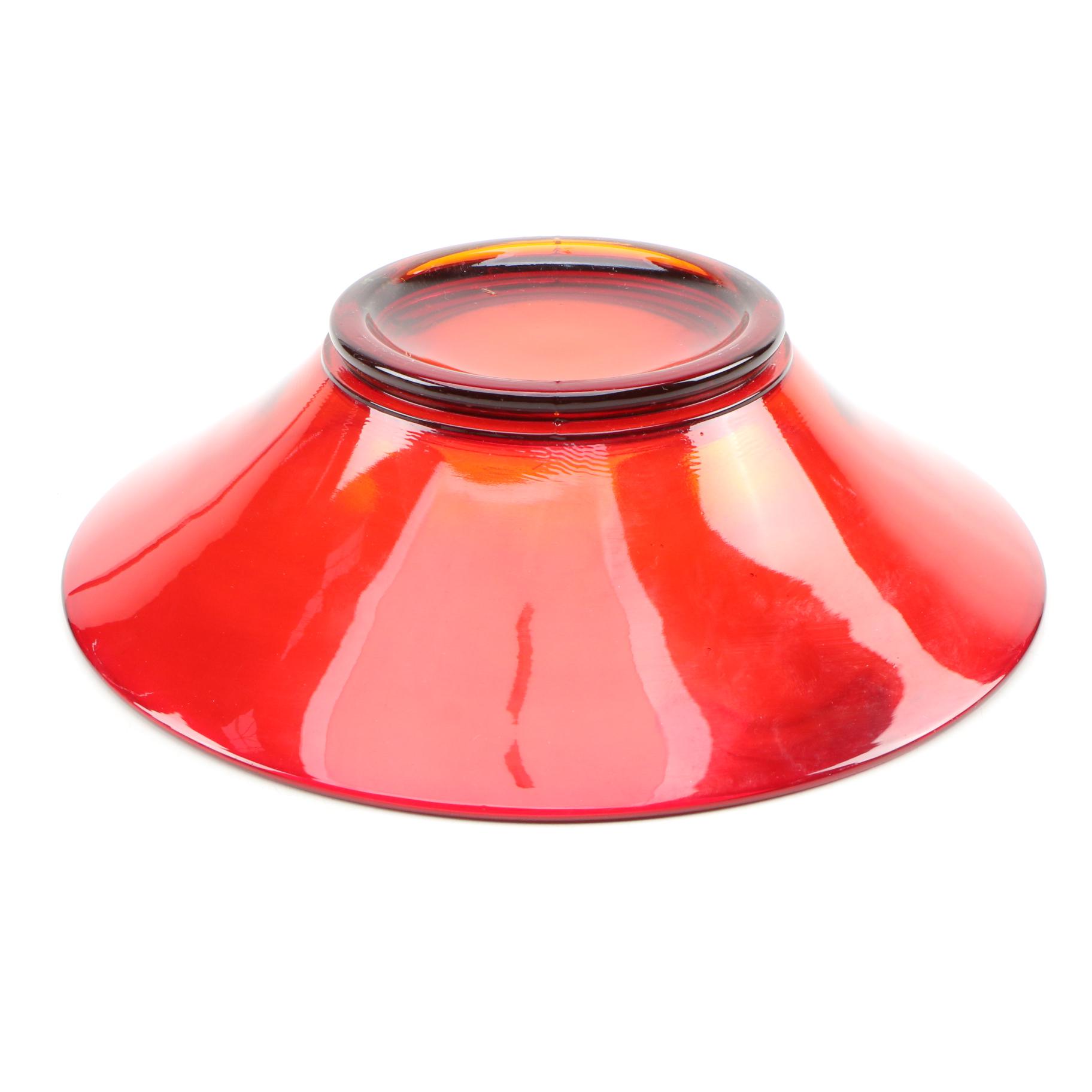 Northwood Carnival Glass Tumbler and Bowl With Red Serving Bowl EBTH