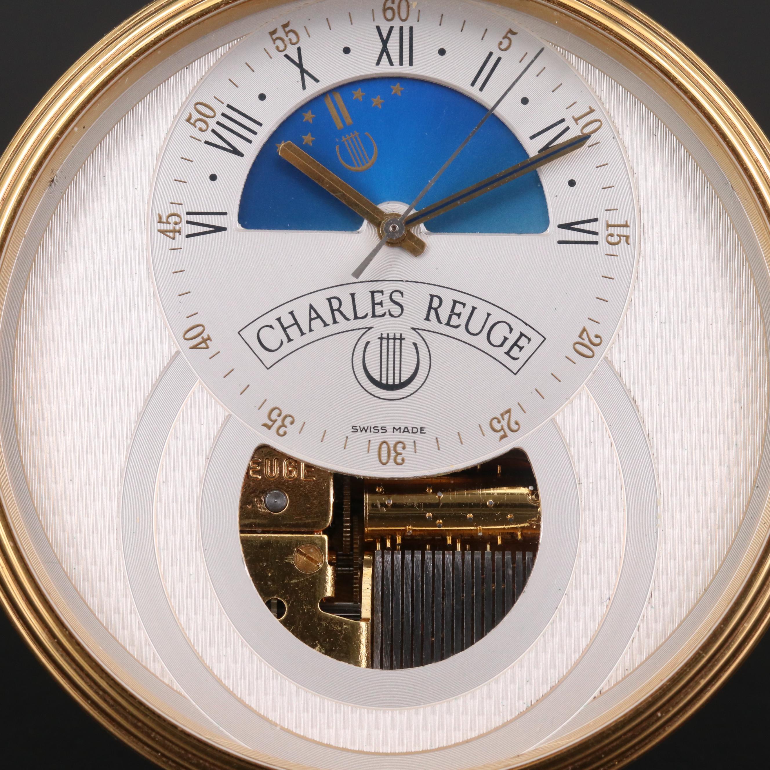 Musical Pocket Watch by Charles Reuge with Day and Night Phase Dial EBTH