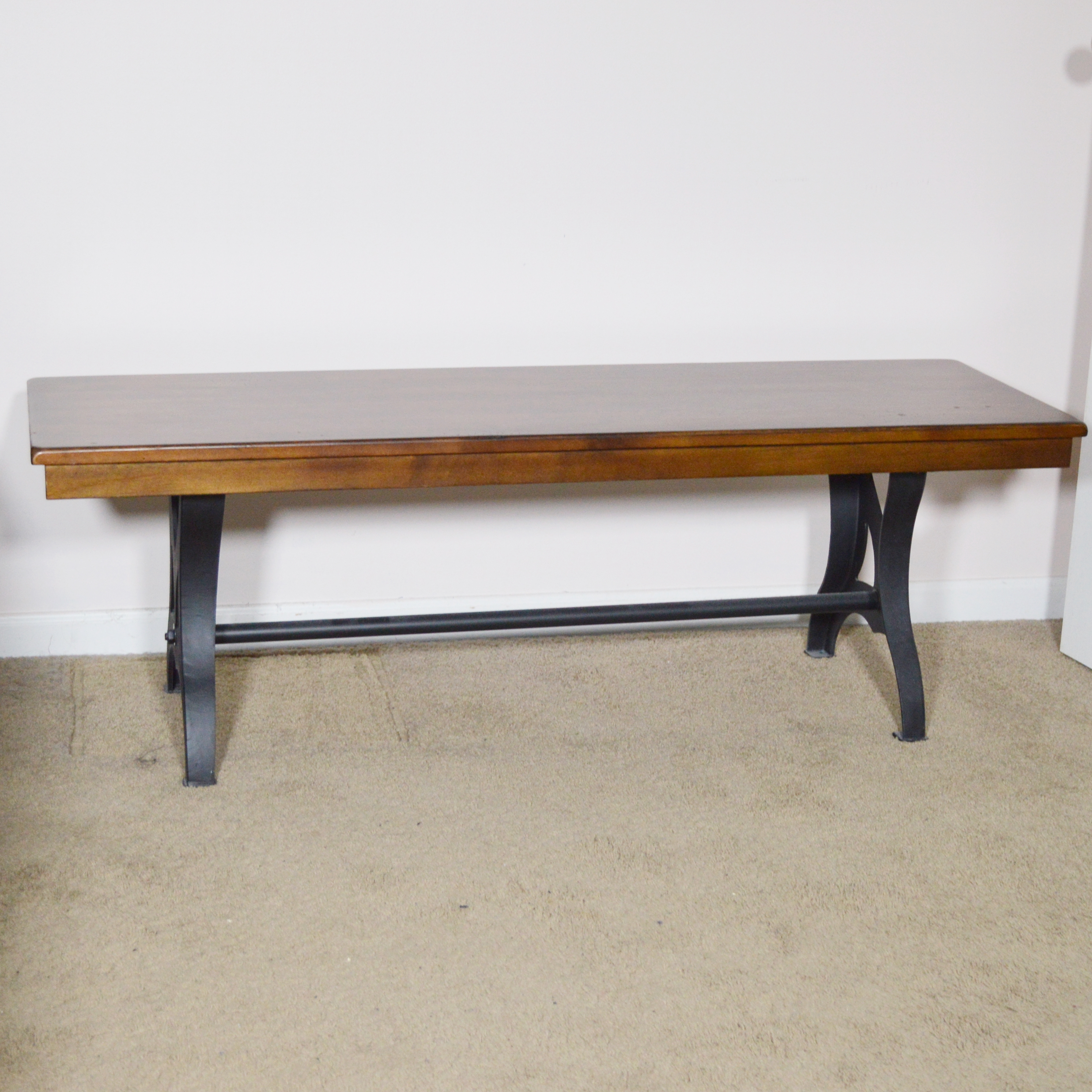 Great Veca Intl. Walnut Stained Distressed Wood and Iron Table Bench EBTH