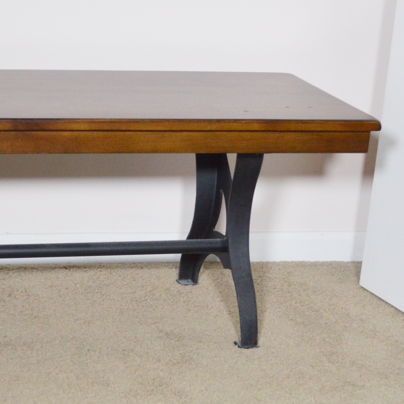 Great Veca Intl. Walnut Stained Distressed Wood and Iron Table Bench EBTH