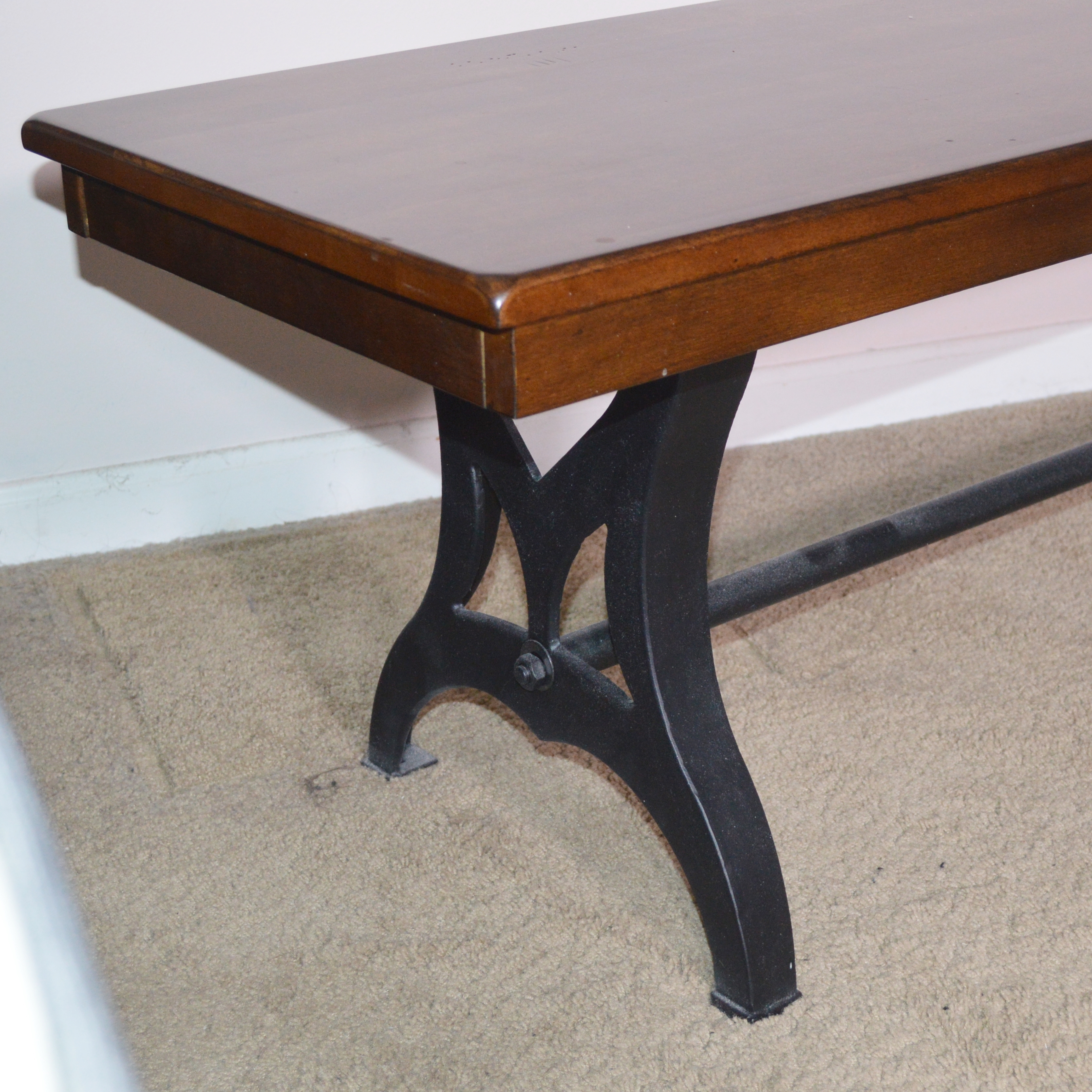 Great Veca Intl. Walnut Stained Distressed Wood and Iron Table Bench EBTH