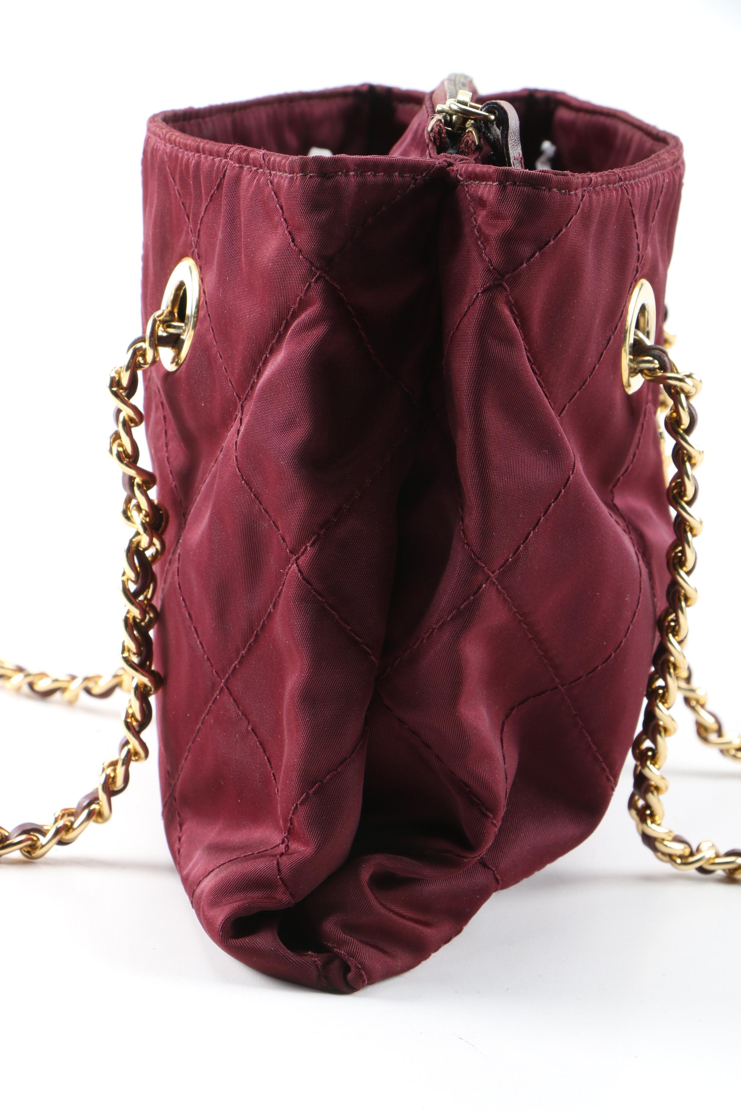 Prada Quilted Tessuto Nylon Shoulder Bag with Leather Chain Link