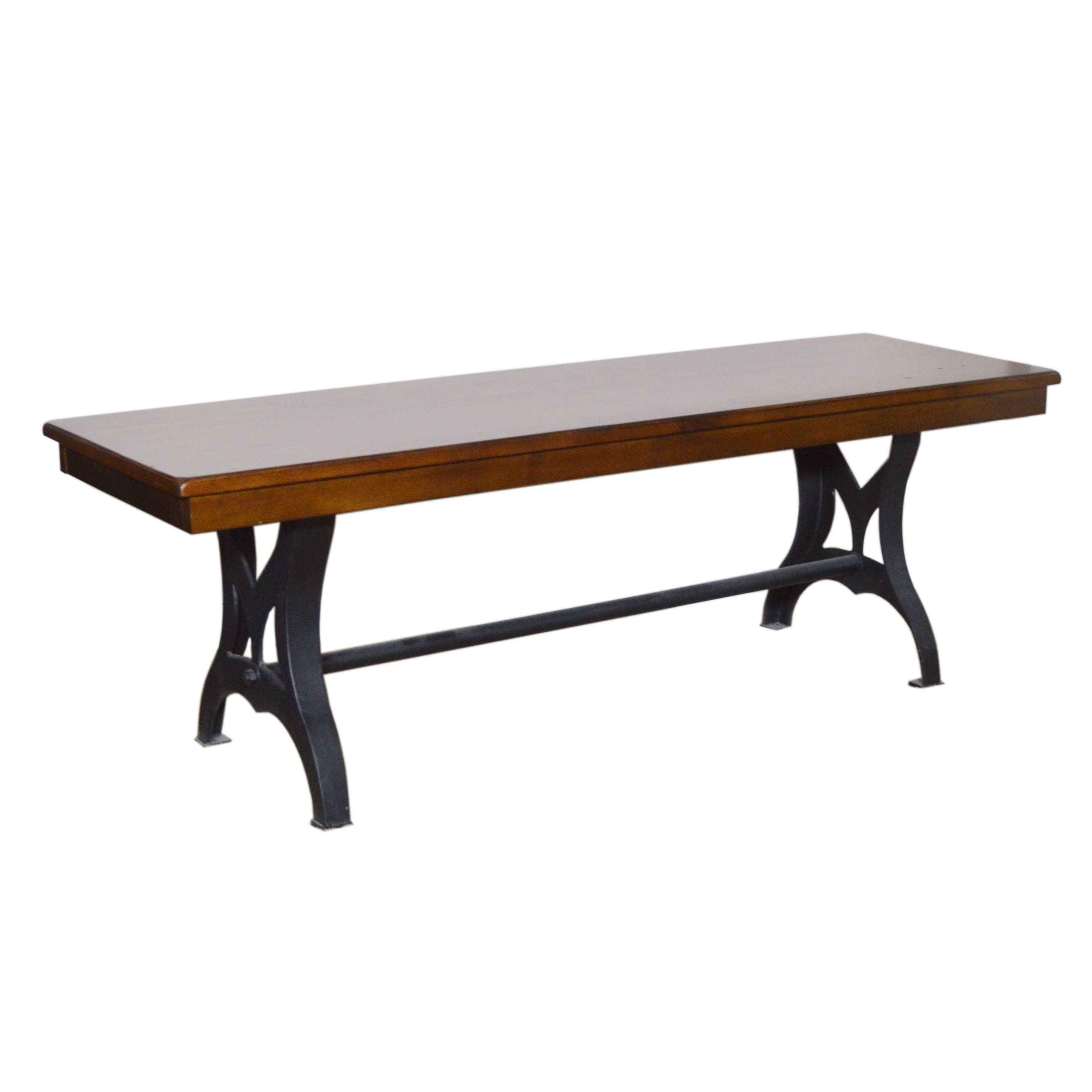Great Veca Intl. Walnut Stained Distressed Wood and Iron Table Bench EBTH
