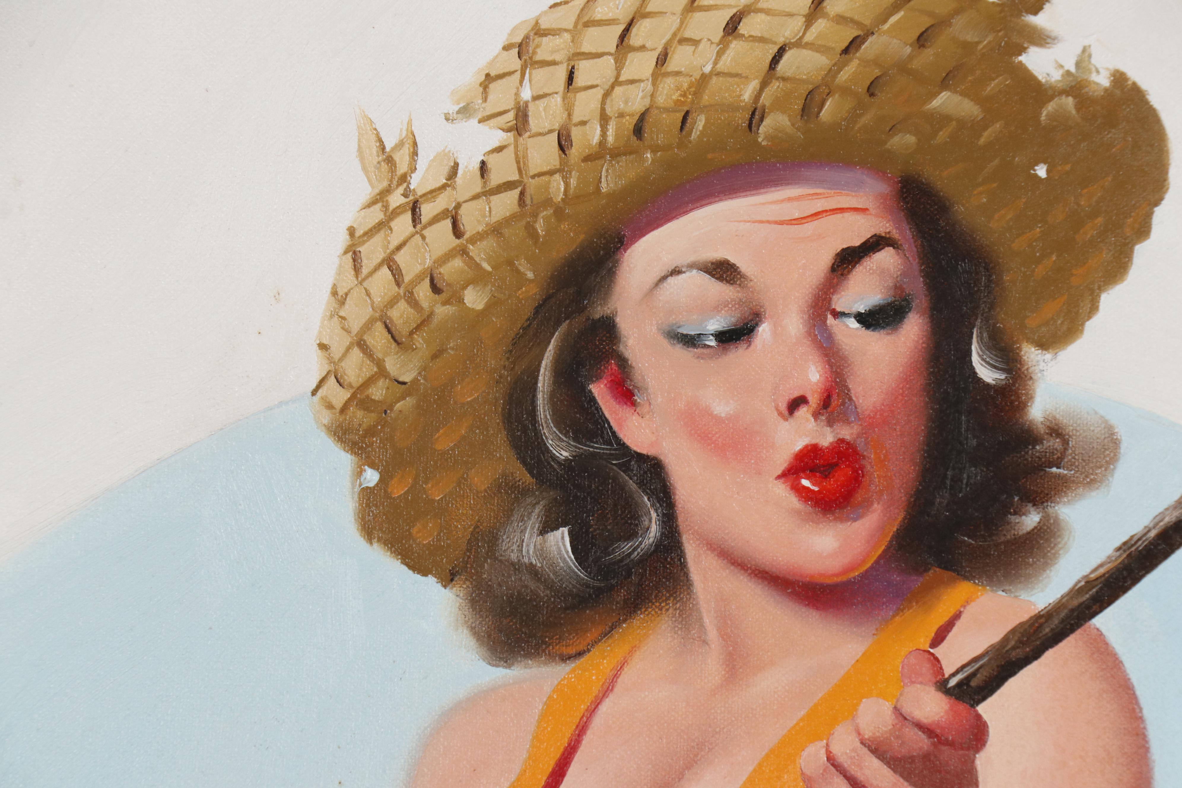 Donald Rust Pin Up Oil Painting, 1998 EBTH