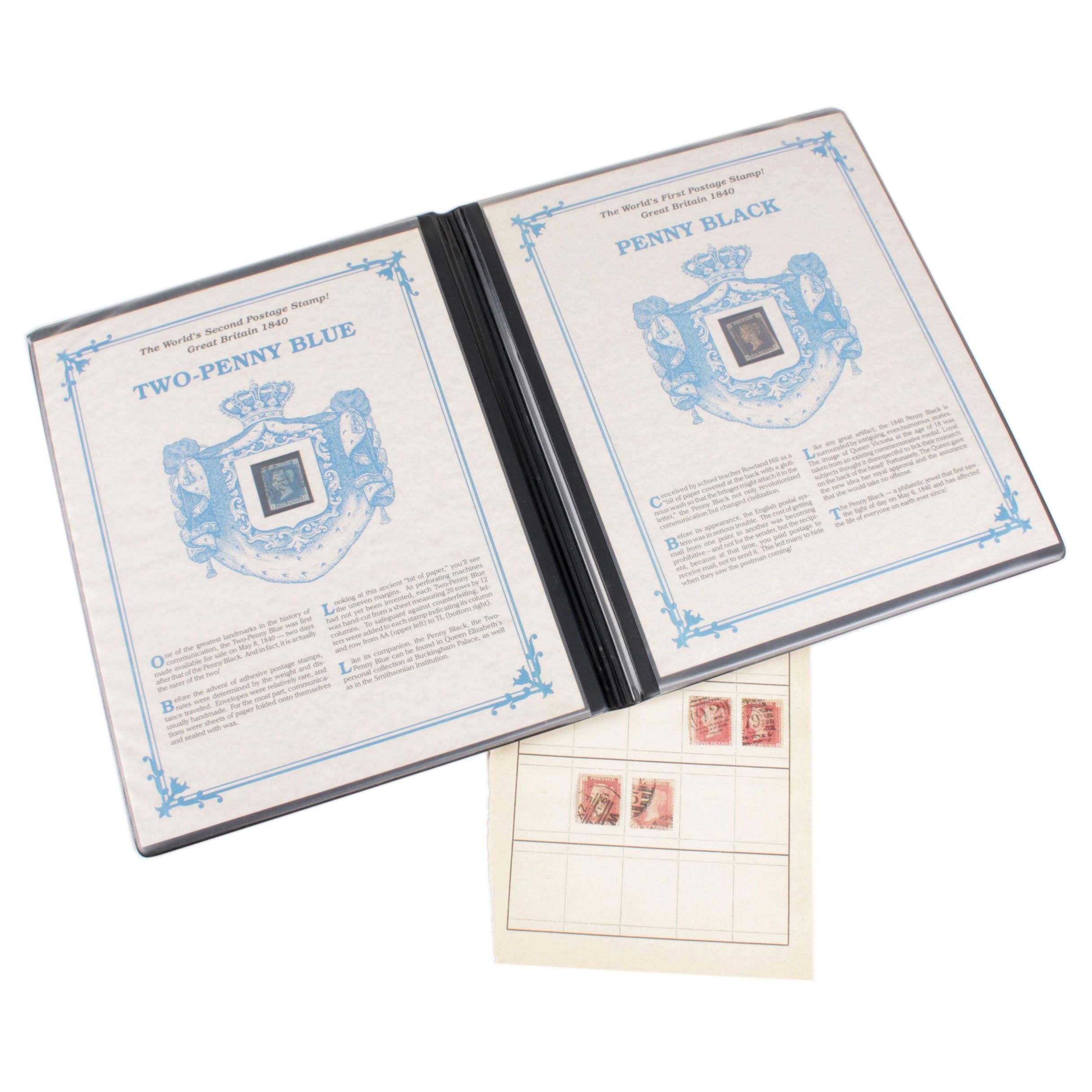 Great Britain "Penny Red", "Penny Black" and "Two Penny Blue" Stamps