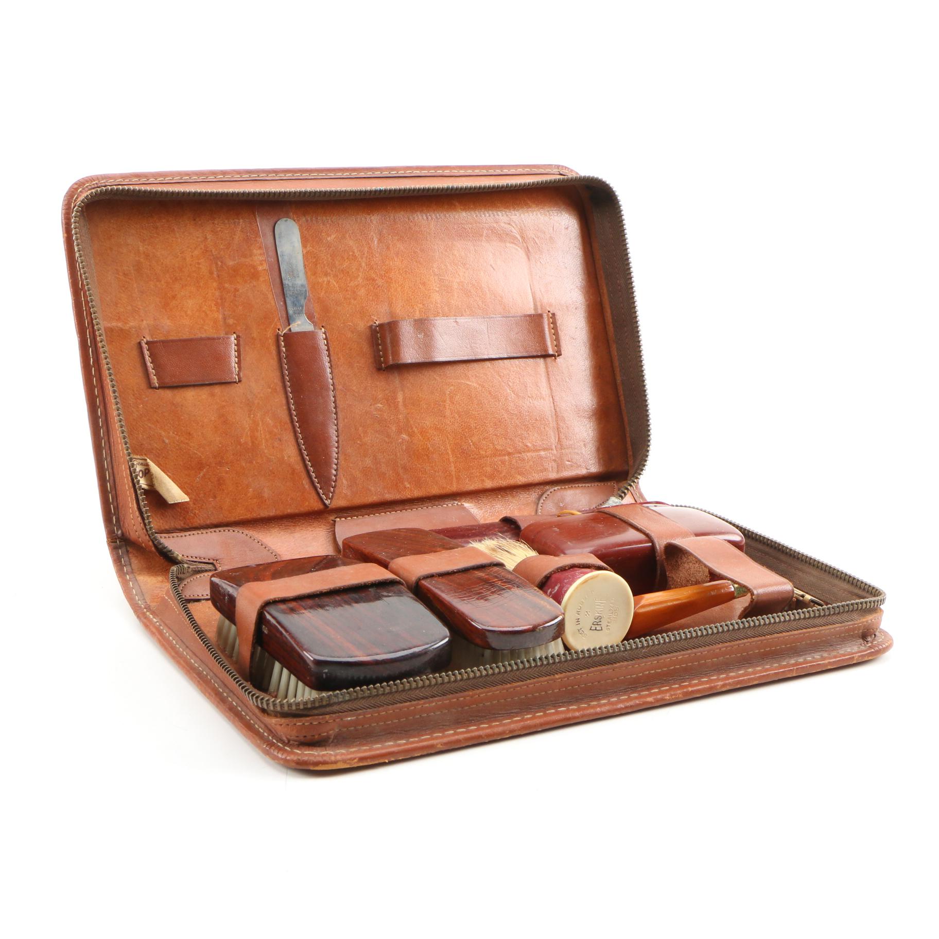 Gentlemen's Leather Travel Kit with Accessories EBTH