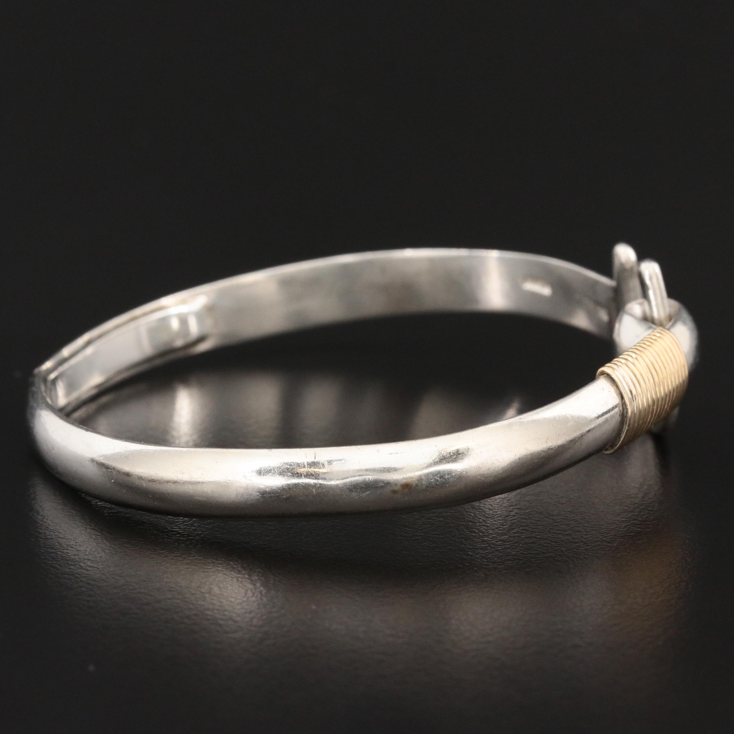 Sonya Sterling Silver Hook Bracelet with 14K Gold Accent EBTH