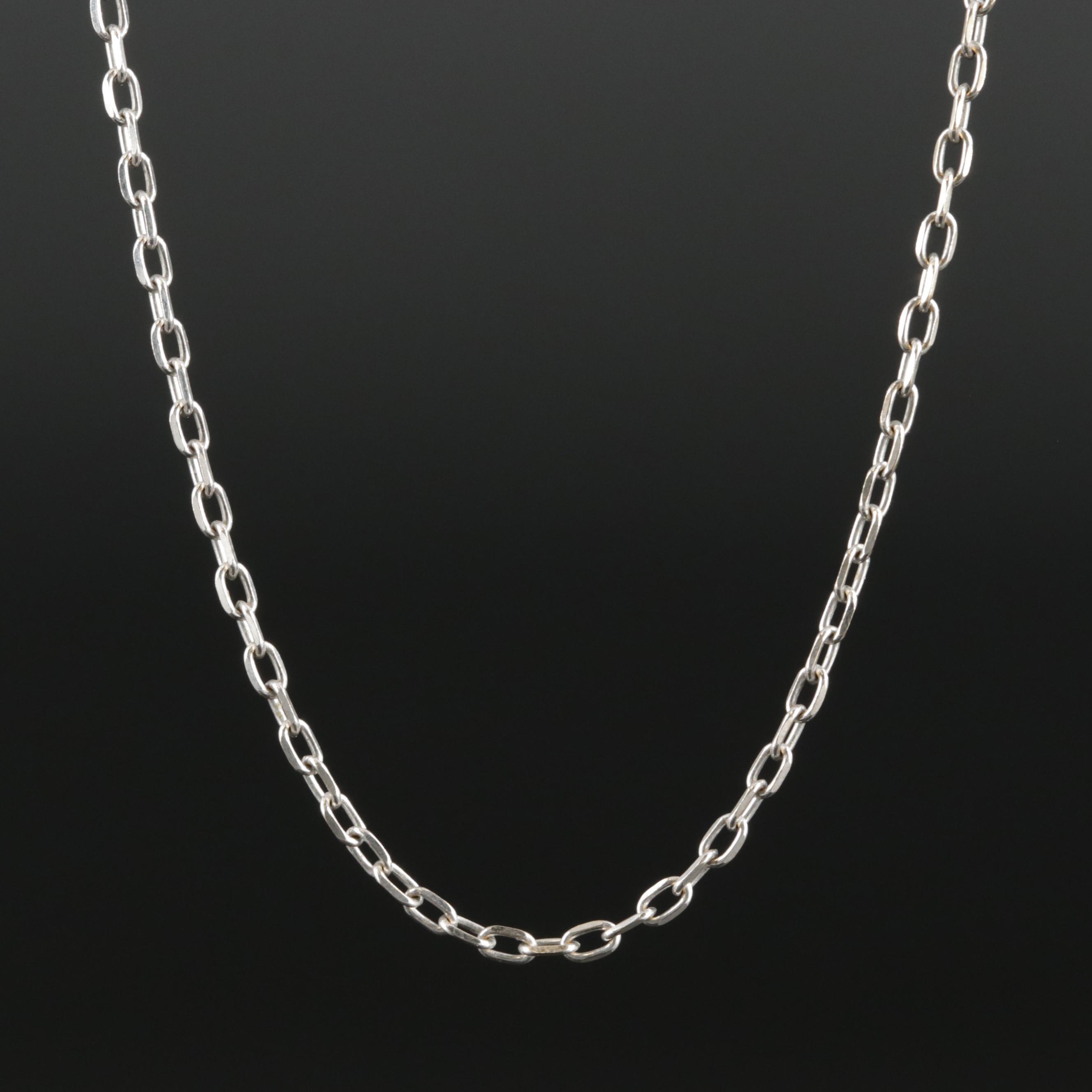 14K White Gold Cable Chain Necklace EBTH