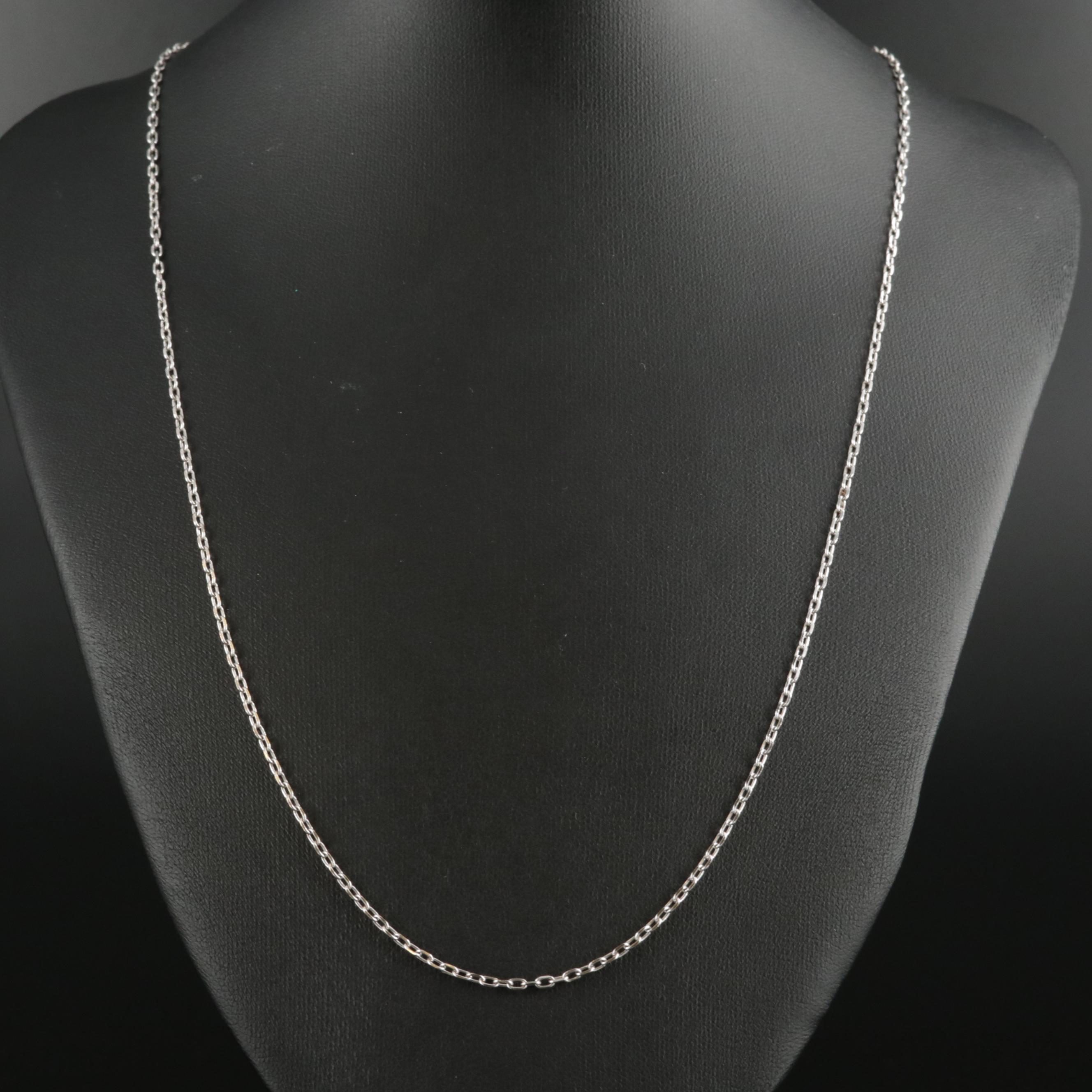14K White Gold Cable Chain Necklace EBTH