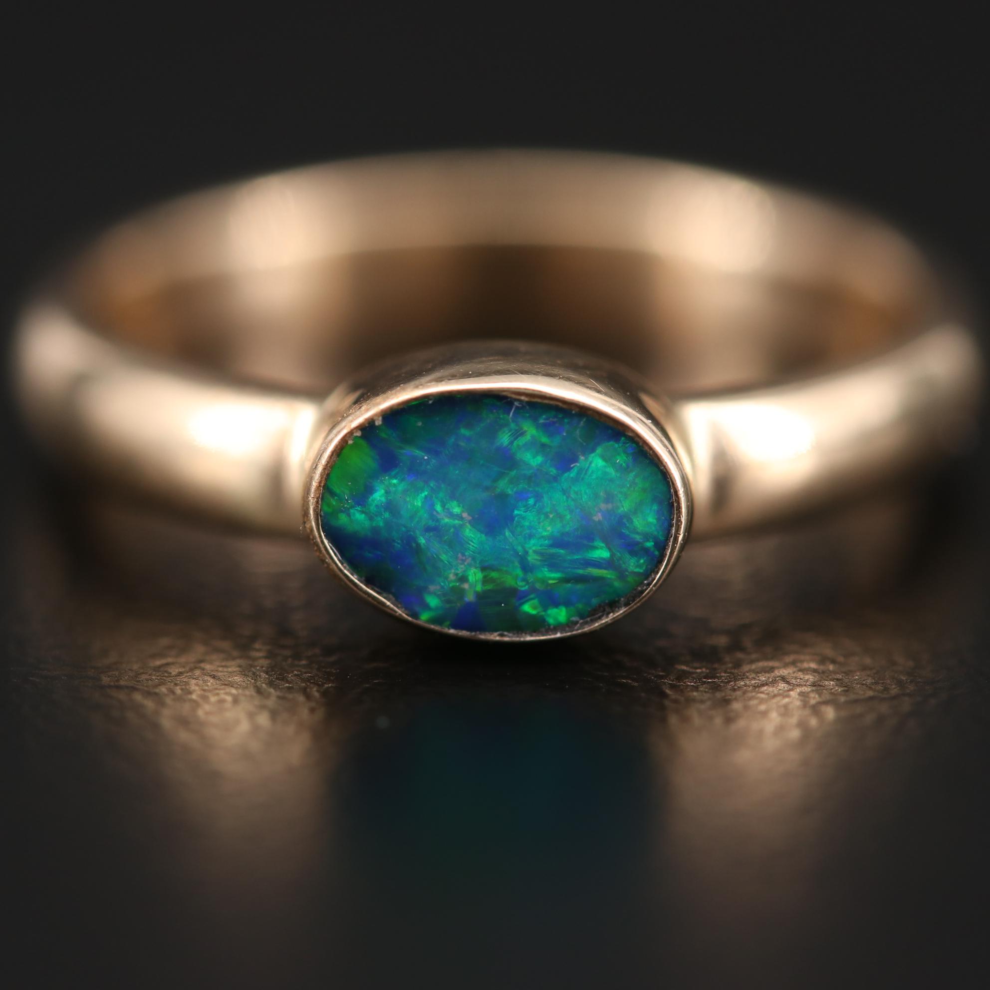 14K Yellow Gold Bezel Set Opal Doublet Ring EBTH