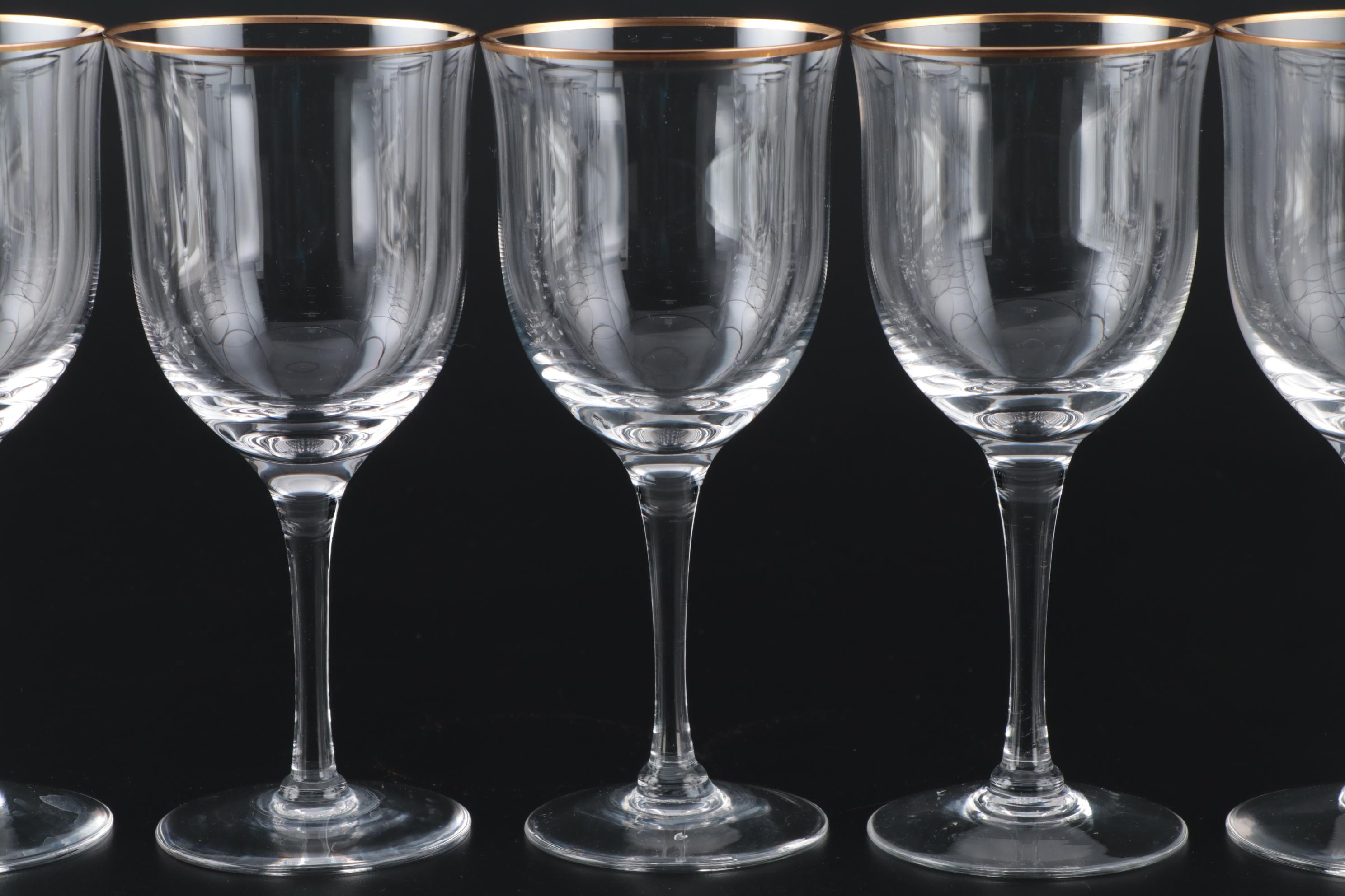 Noritake "Troy" Crystal Water Goblets and Wine Glasses, Late 20th