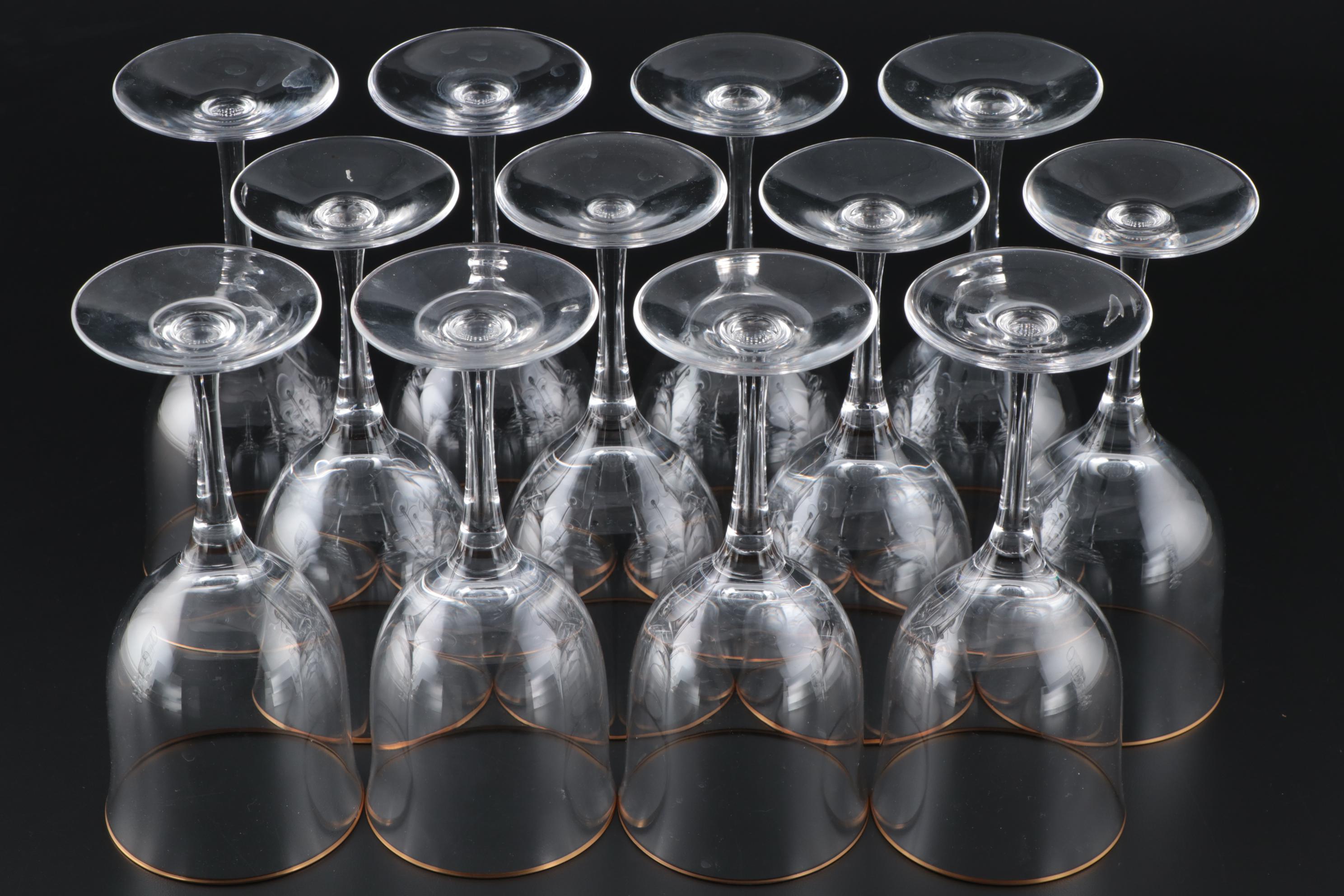 Noritake "Troy" Crystal Water Goblets and Wine Glasses, Late 20th