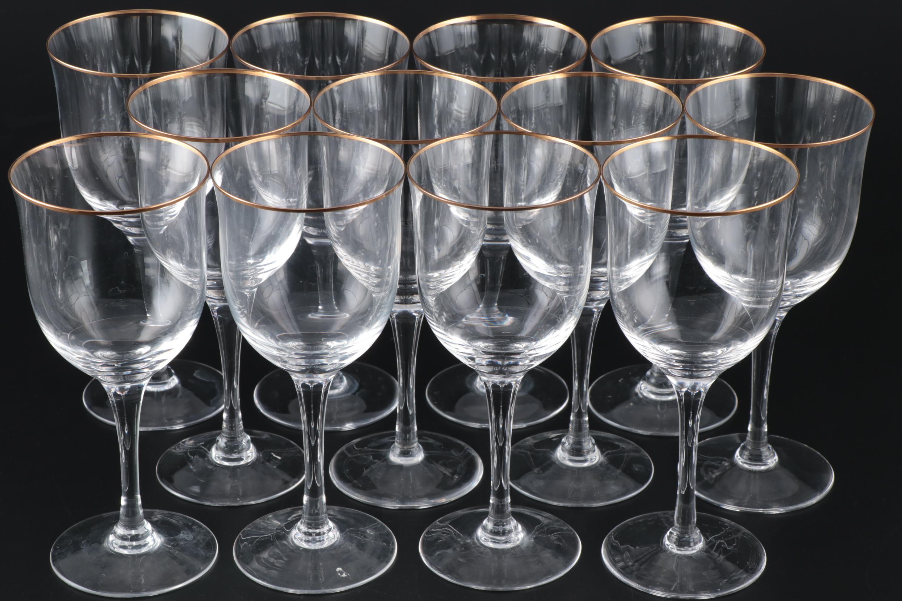 Noritake "Troy" Crystal Water Goblets and Wine Glasses, Late 20th