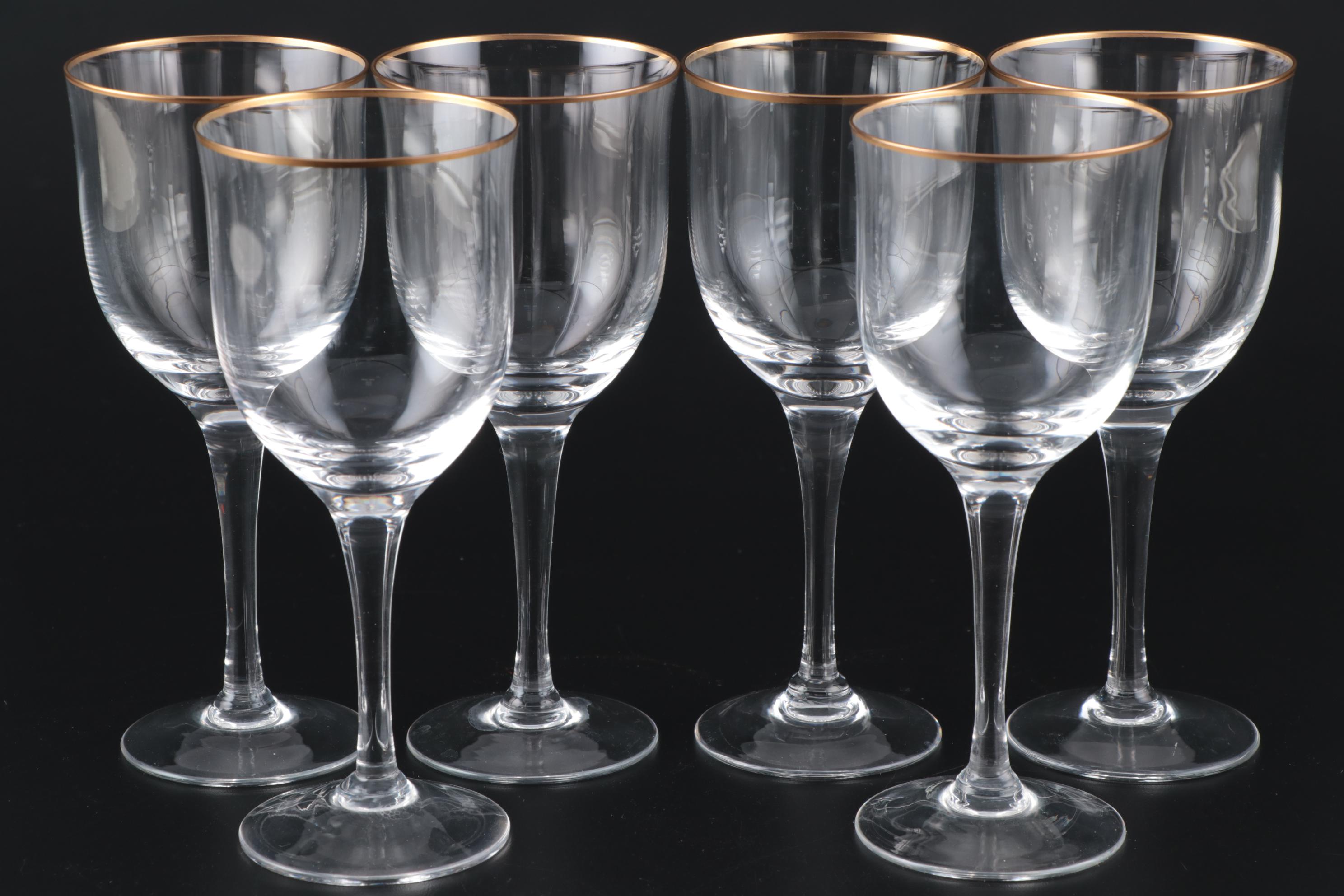 Noritake "Troy" Crystal Water Goblets and Wine Glasses, Late 20th