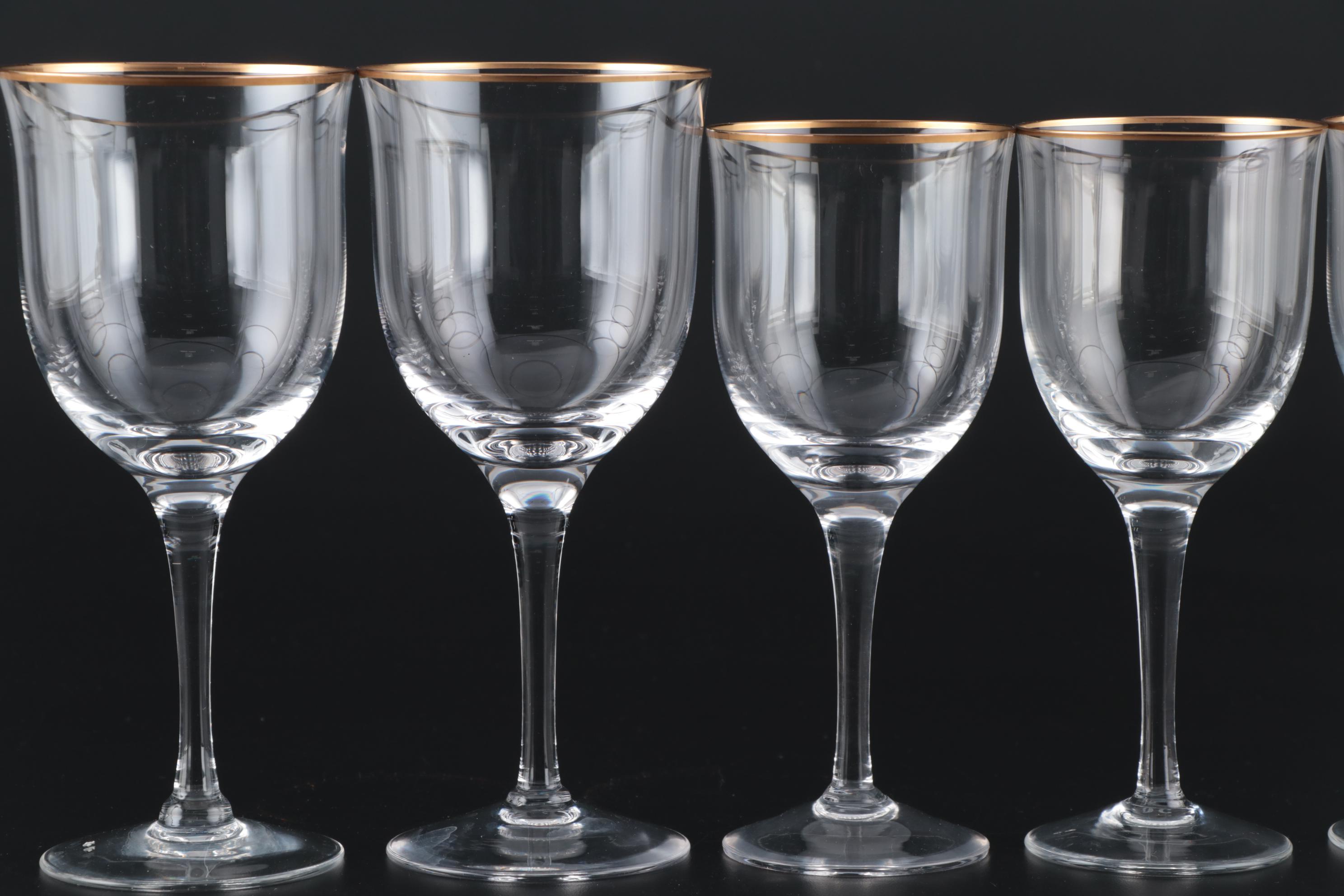 Noritake "Troy" Crystal Water Goblets and Wine Glasses, Late 20th