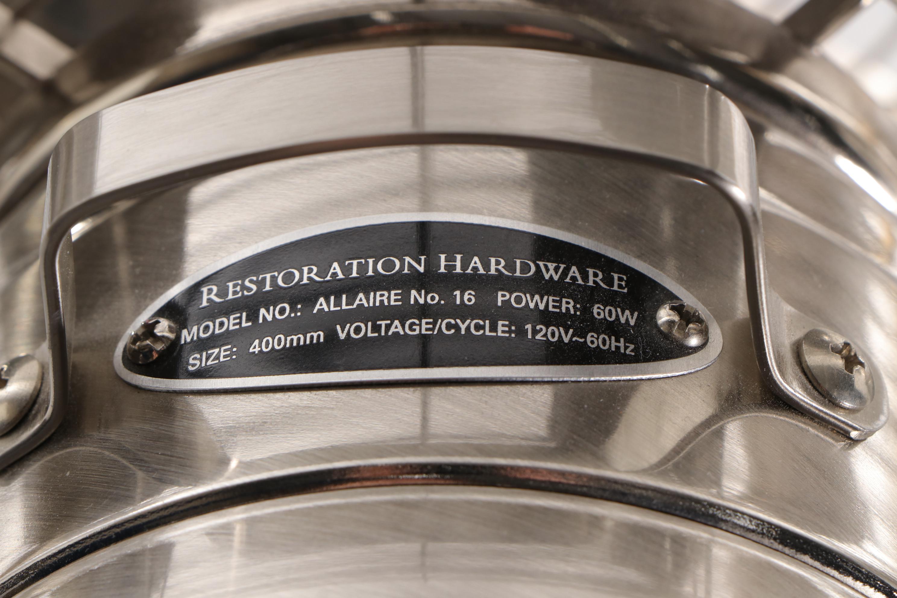 Restoration Hardware AllAire No.16 Nickel Finish Floor Fan EBTH