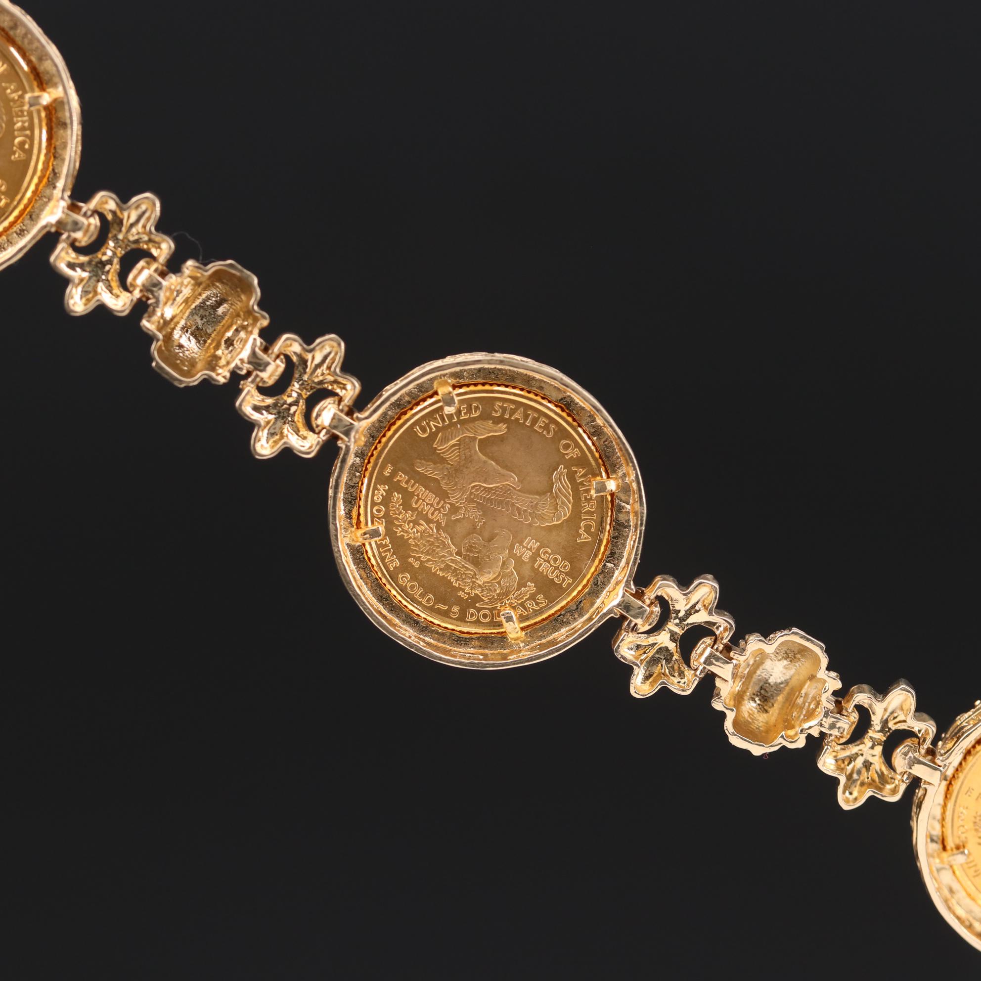 14K Yellow Gold Bracelet Featuring Gold Eagle Bullion Coins EBTH