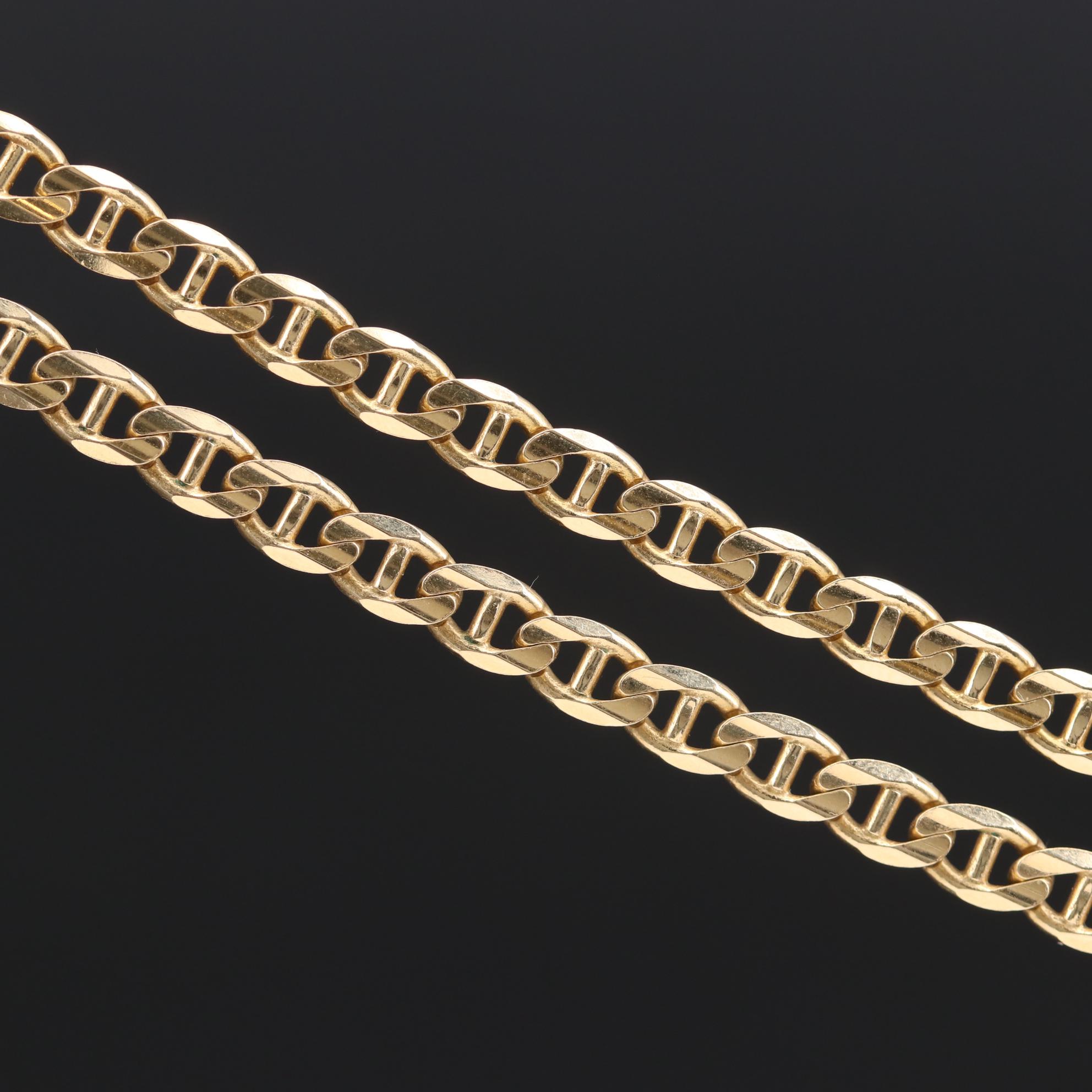 14K Yellow Gold Chain Mariner Link Necklace EBTH