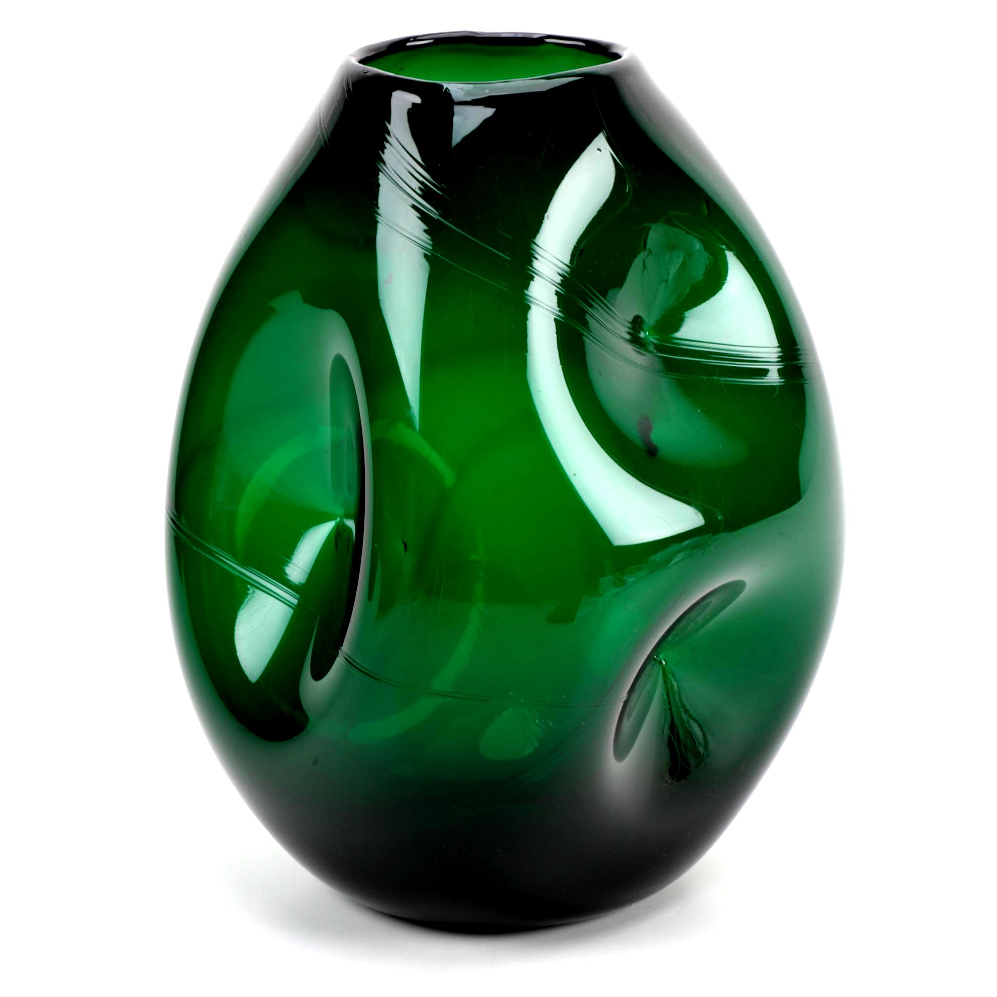 Emerald Green Blenko Blown Art Glass Pinched Vase EBTH