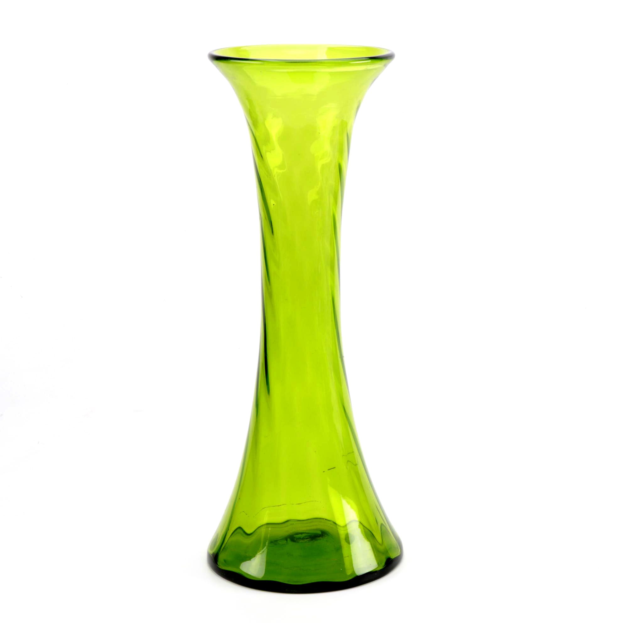 Large Green Blenko Blown Art Glass Floor Vase EBTH