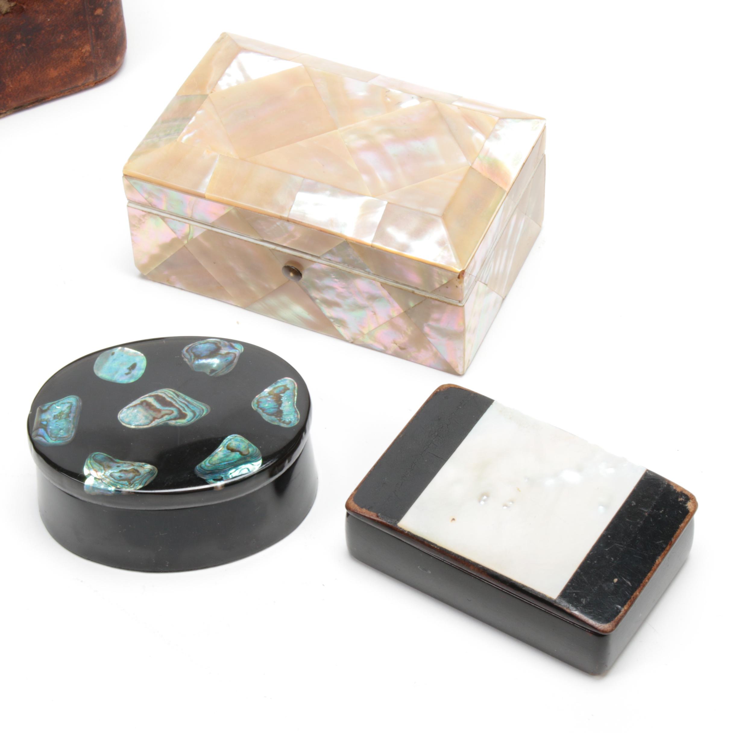 Decorative Jewelry and Trinket Boxes with Abalone and MotherofPearl