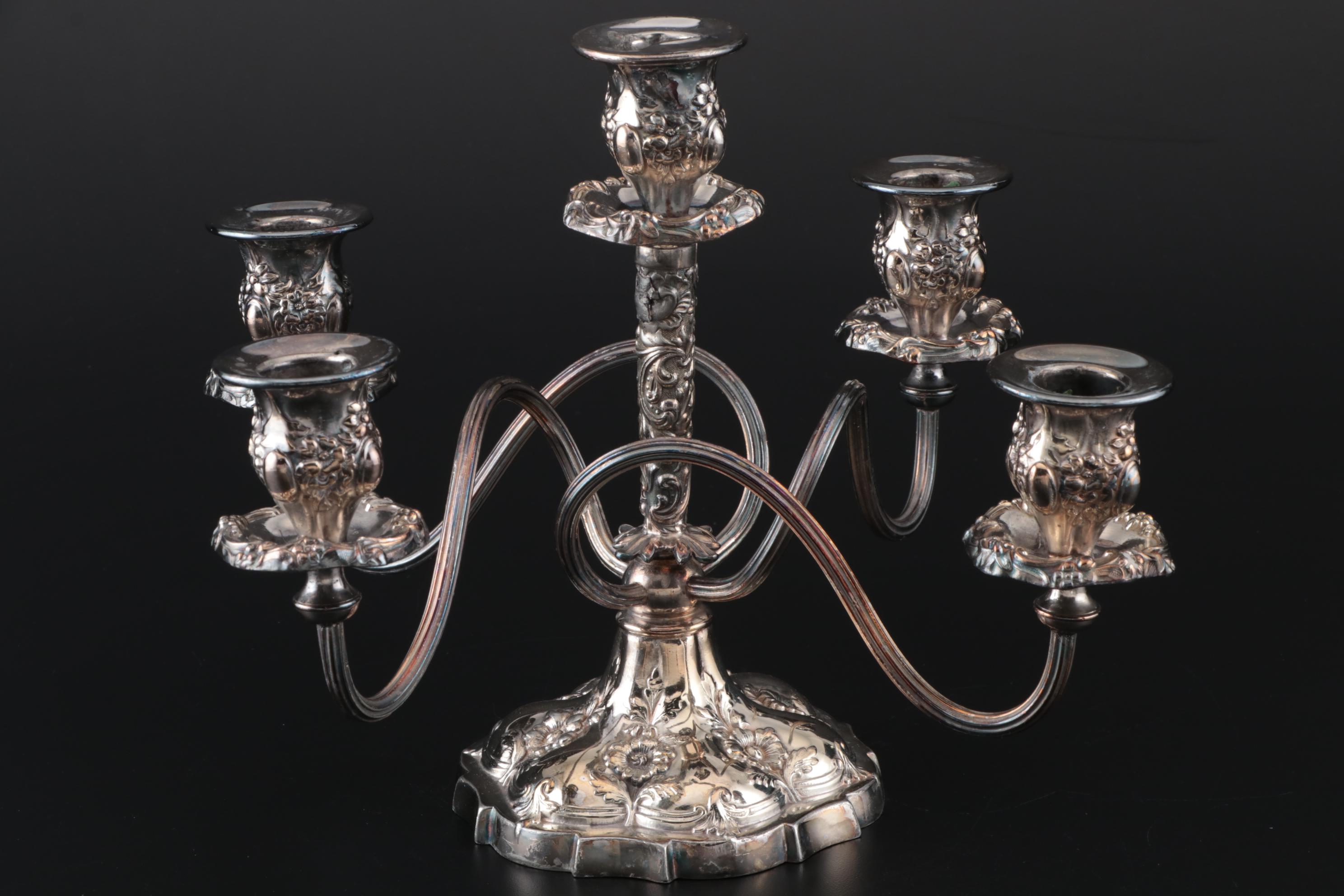 Victorian Silver Plate Candle Holders Including Meriden Britannia