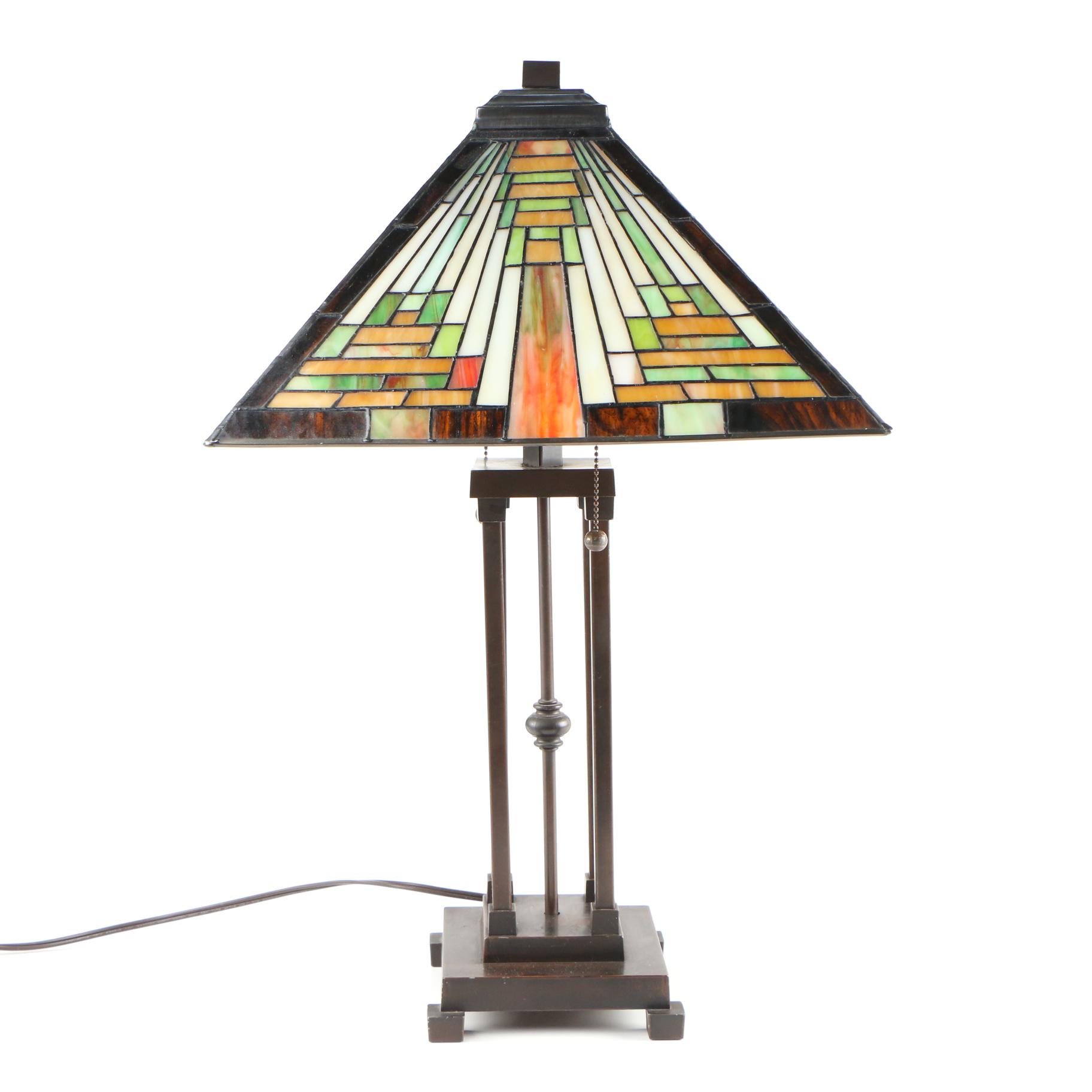 mission style stained glass table lamp