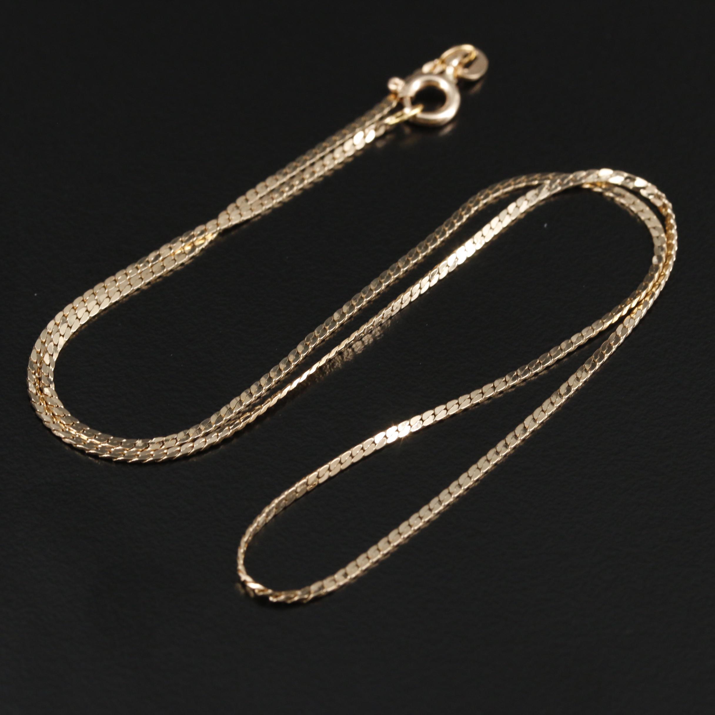 14K Gold Herringbone Chain Necklace EBTH