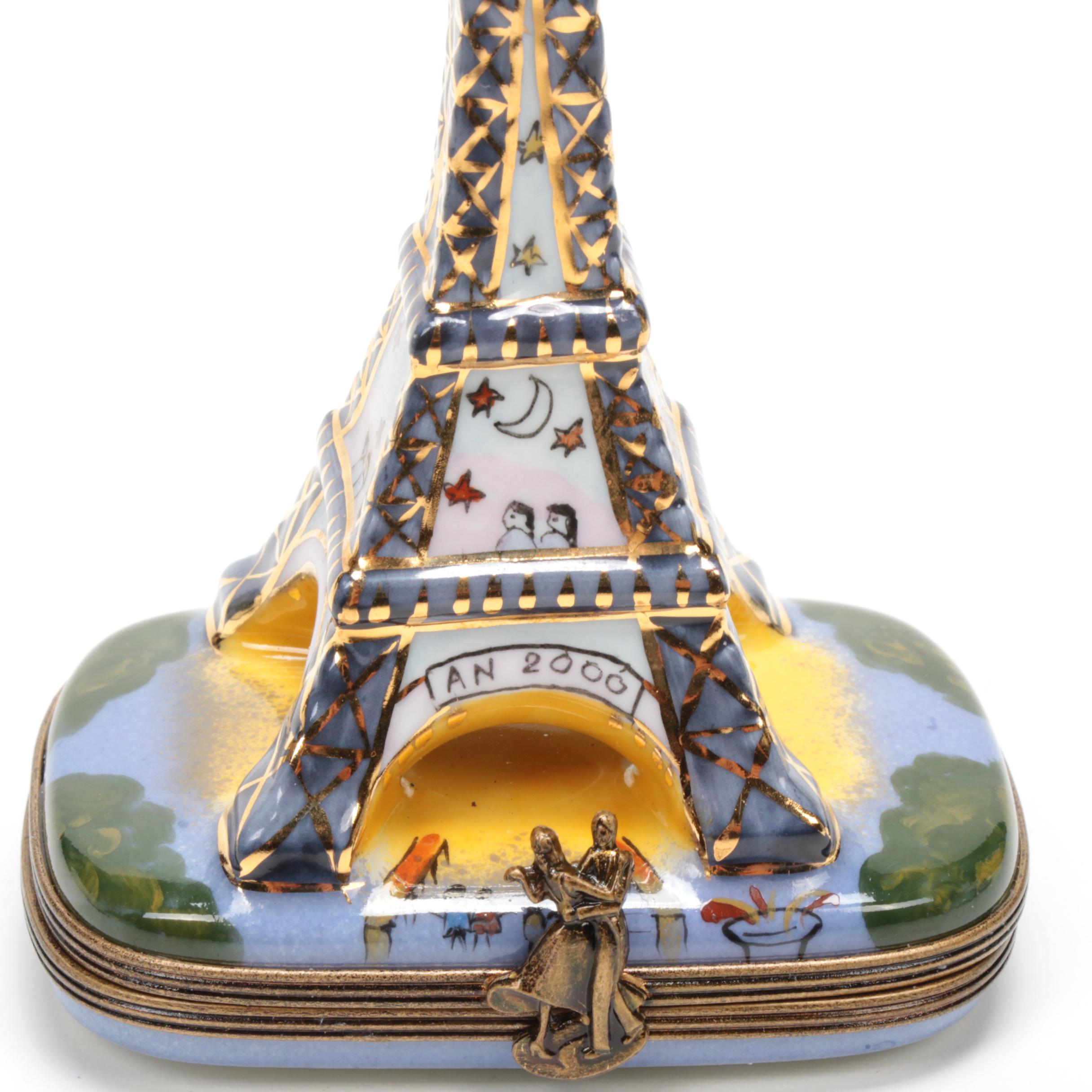 La Gloriette "2000" Eiffel Tower HandPainted Porcelain Limoges Box EBTH