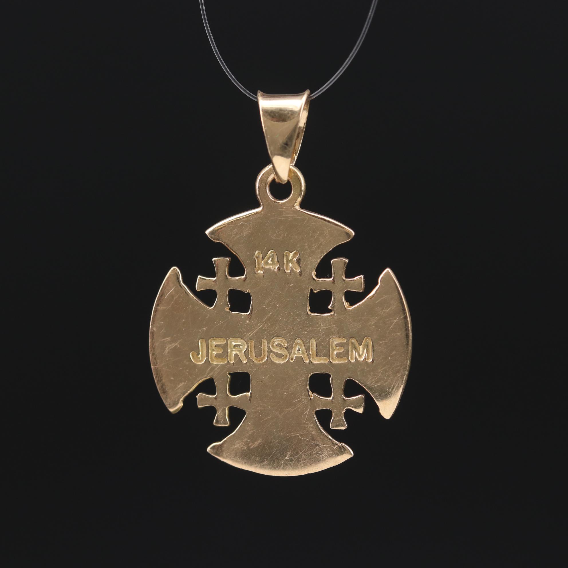 14K Gold Jerusalem Cross Pendant EBTH