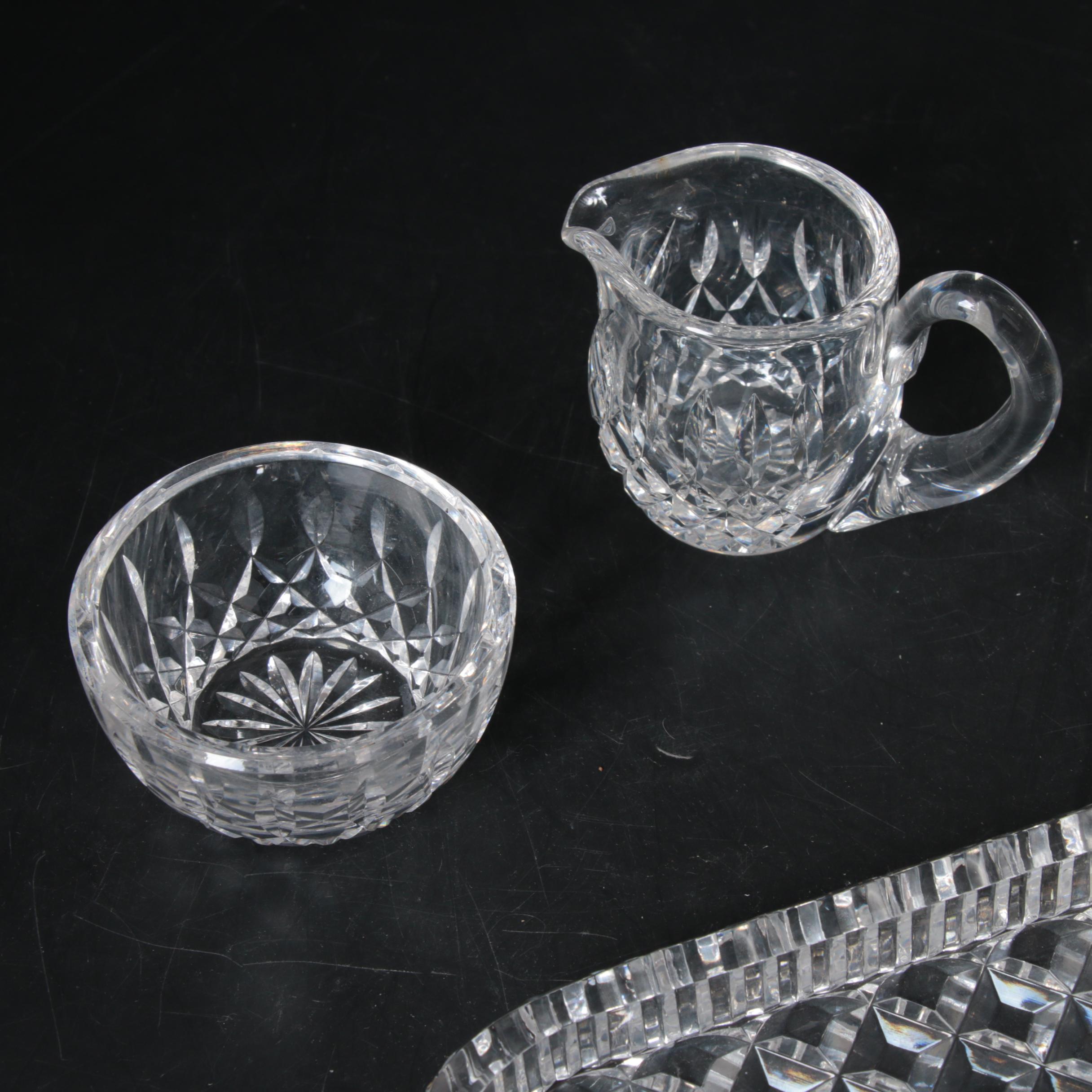 Waterford Crystal "Lismore" Cream and Sugar with Tray and Vase EBTH