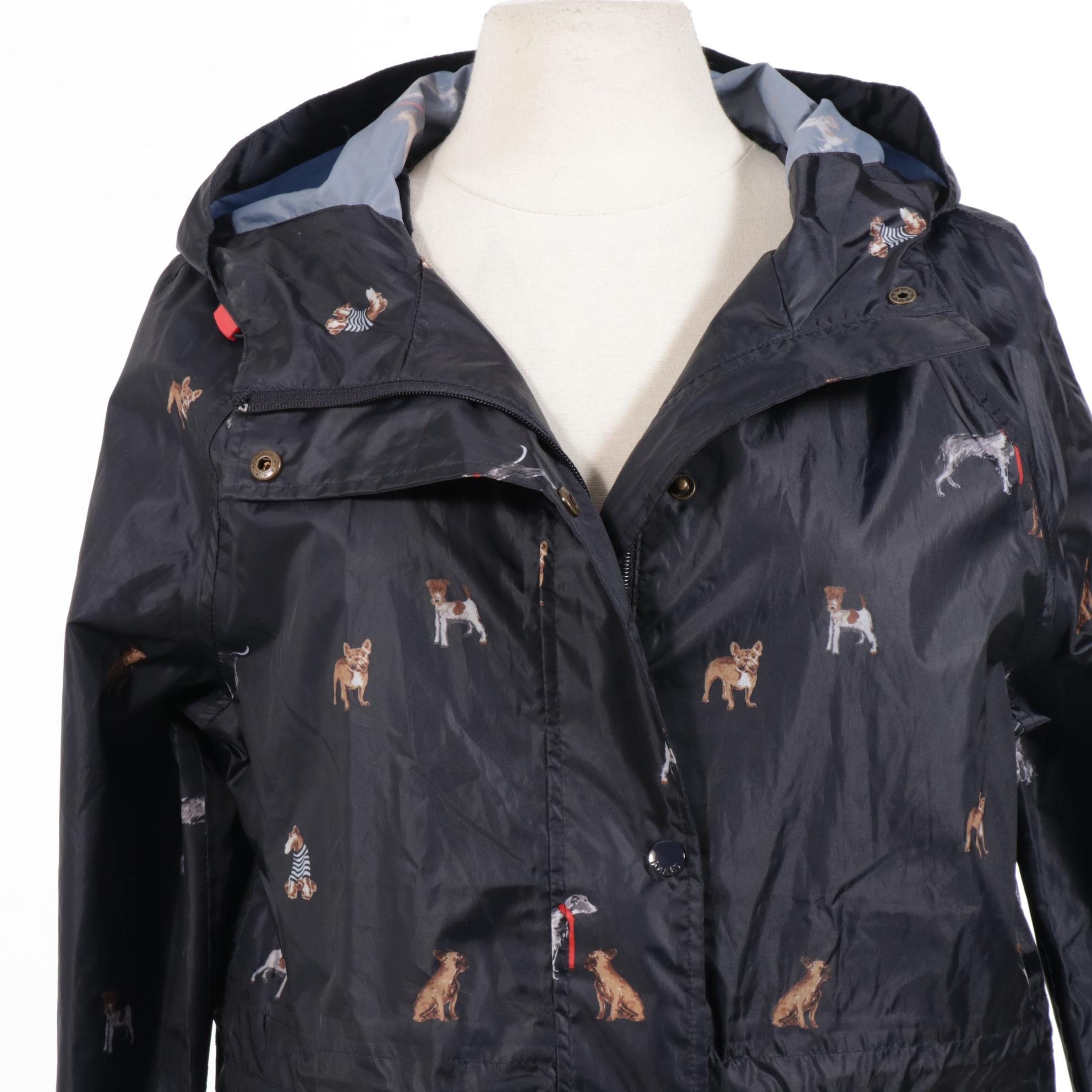 Joules Right As Rain Collection Dog Print Nylon Rain Jacket EBTH